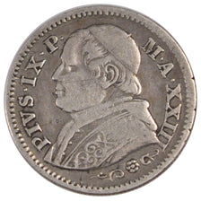 ITALIAN STATES, 10 Soldi, 50 Centesimi, 1868, Roma, KM #1386.1, EF(40-45),...