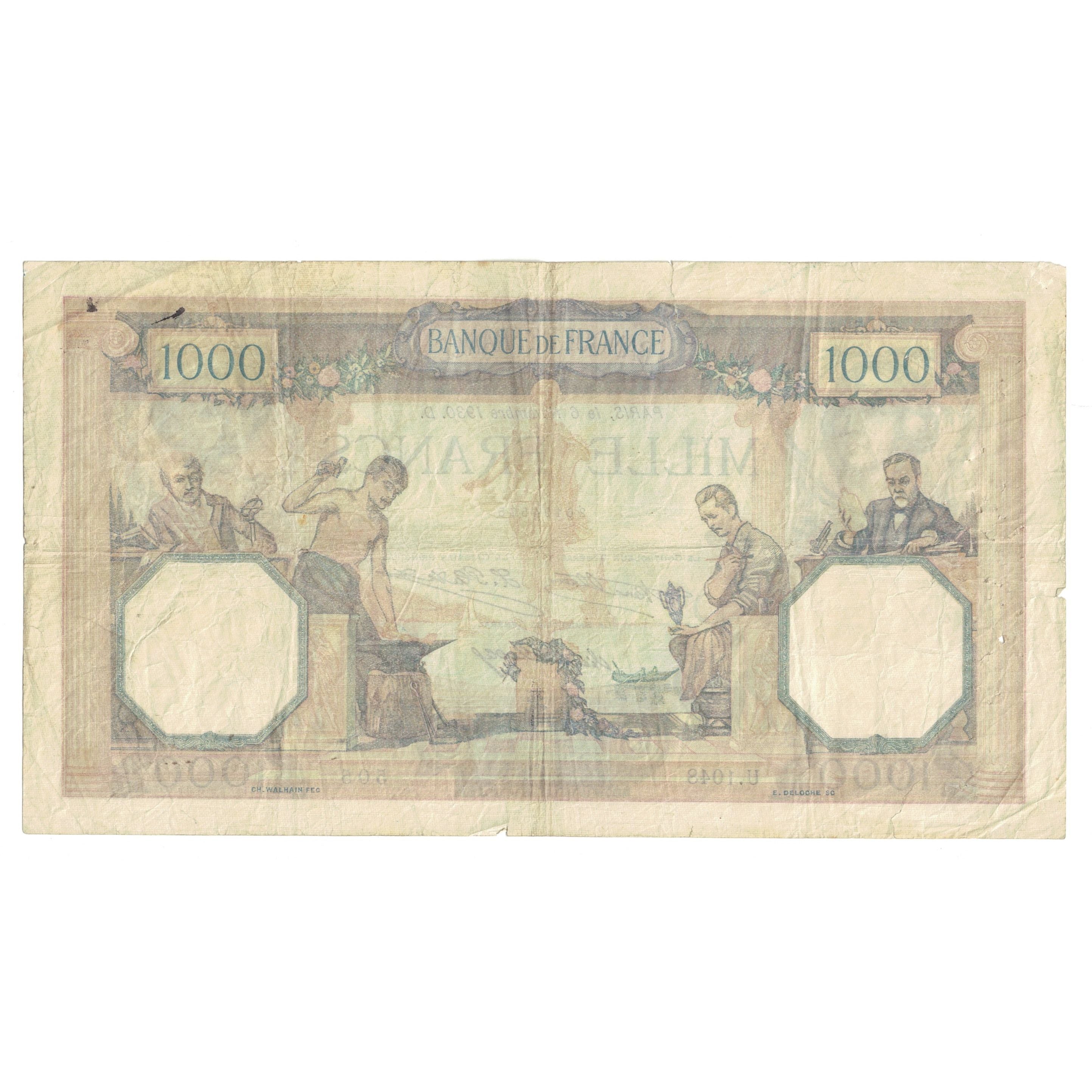 France, 1000 Francs, Cérès et Mercure, 1930, U.1048 505, VF(30-35)