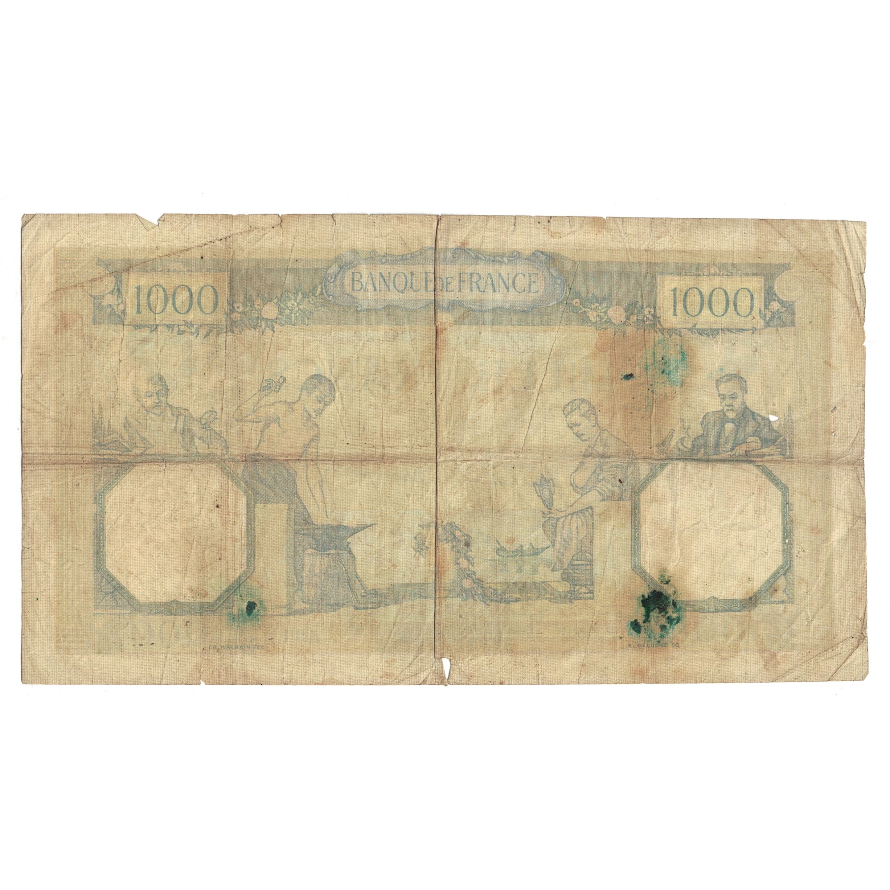 France, 1000 Francs, Cérès et Mercure, 1938, F.3609 591, B+, Fayette:38.24