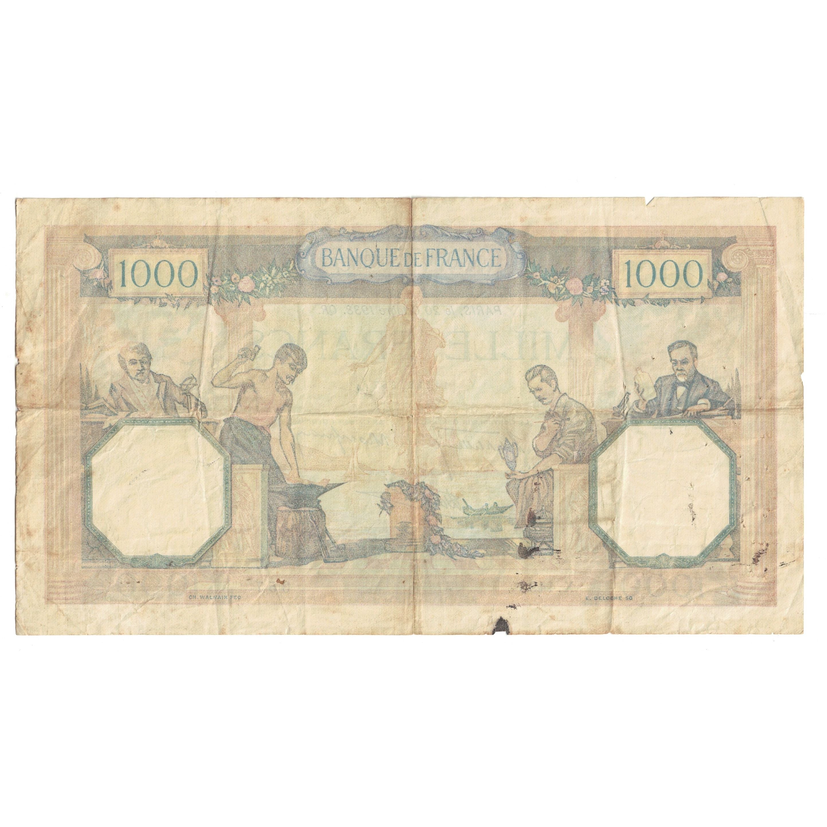 France, 1000 Francs, Cérès et Mercure, 1938, X.4493 357, VF(20-25)