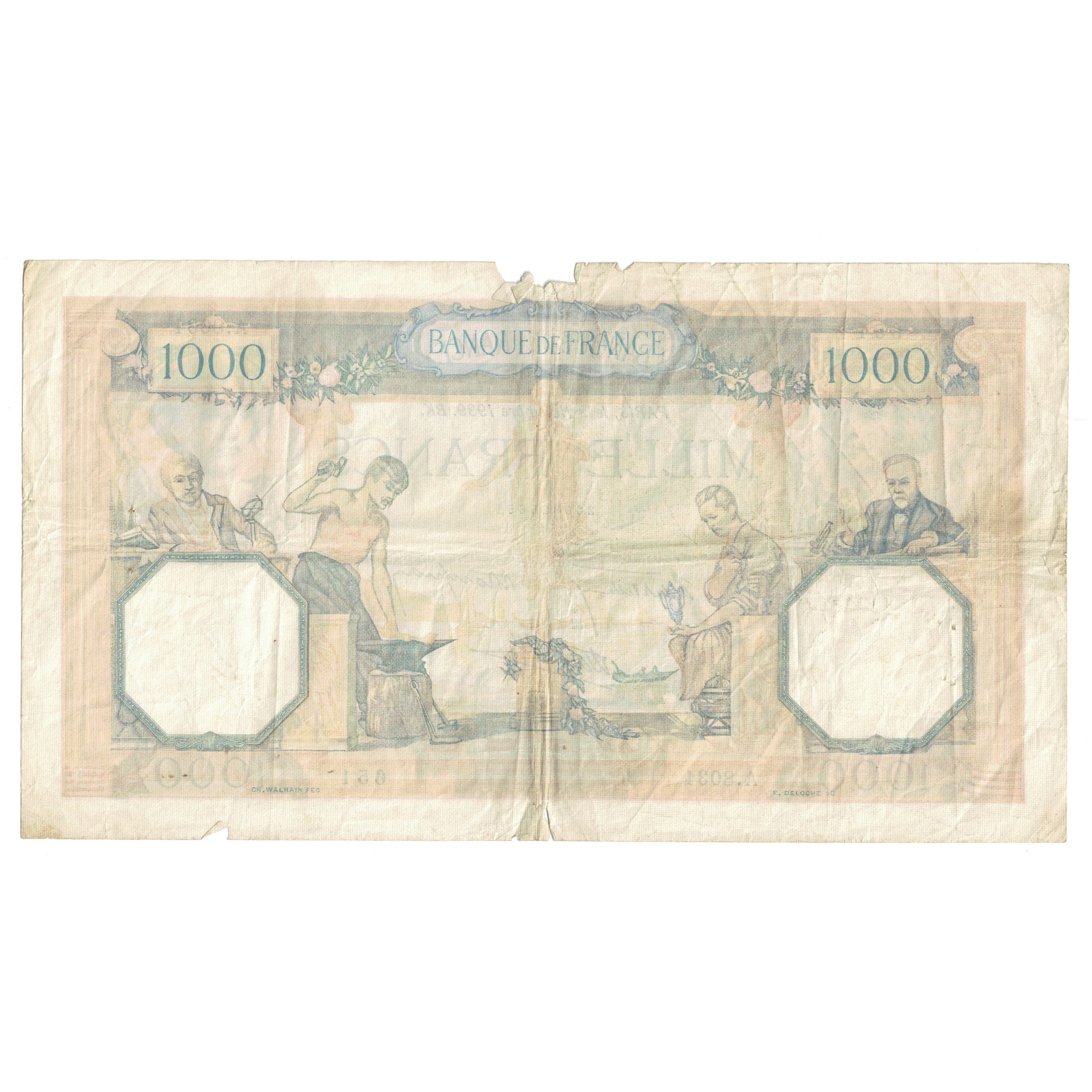 France, 1000 Francs, Cérès et Mercure, 1939, A.8034 651, VF(20-25)