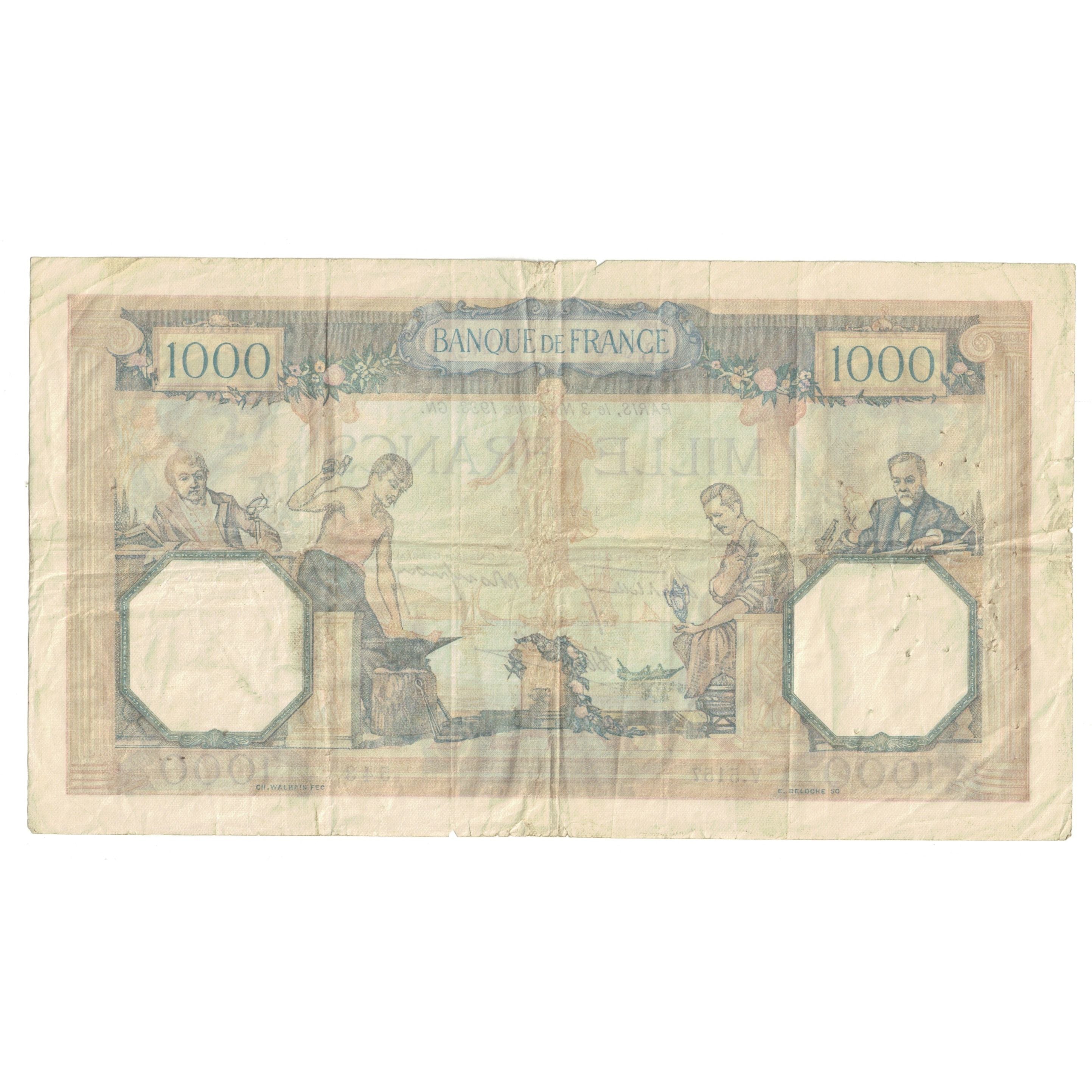 France, 1000 Francs, Cérès et Mercure, 1938, V.5157 543, EF(40-45)