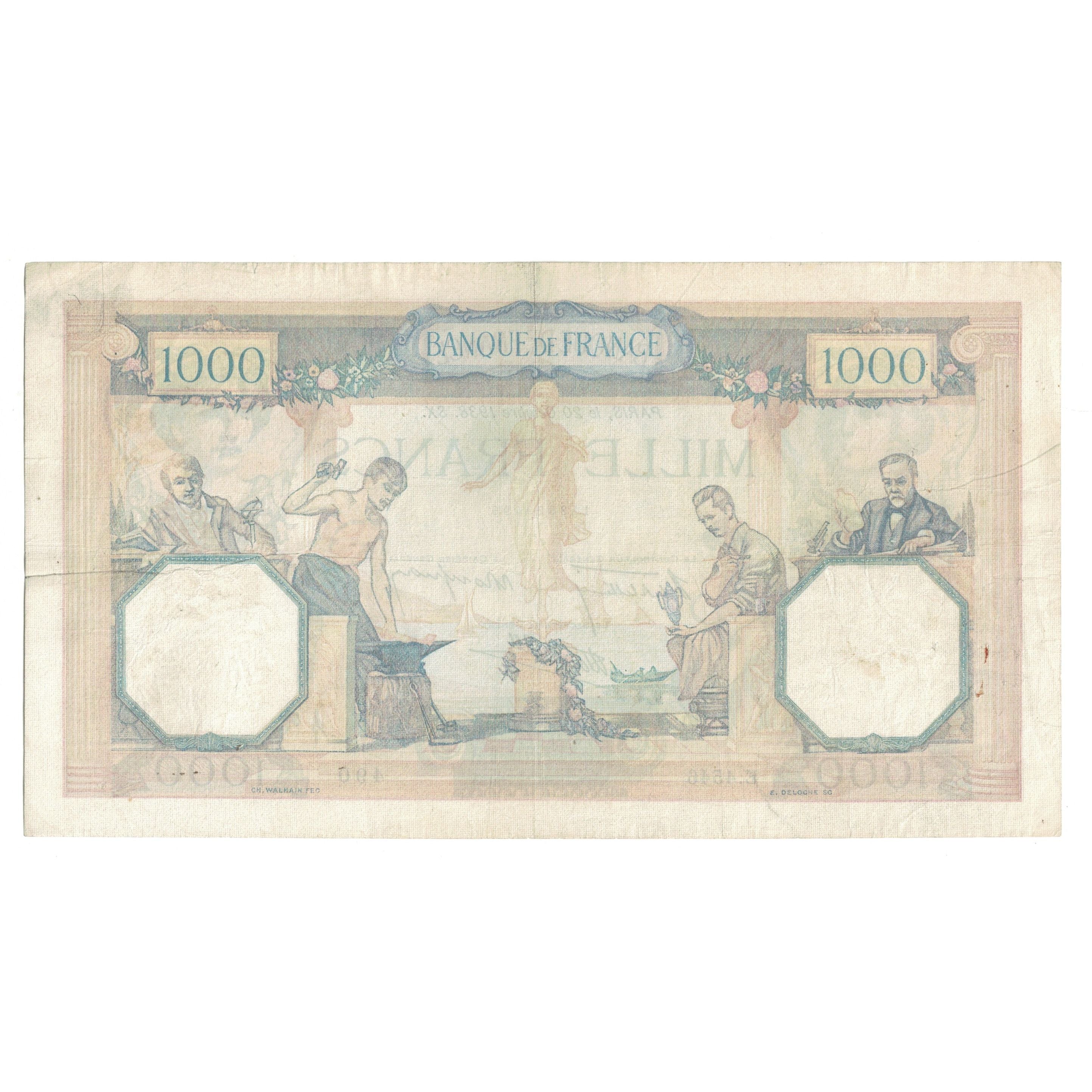 France, 1000 Francs, Cérès et Mercure, 1938, E.4546 490, EF(40-45)