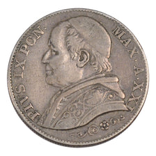 ITALIAN STATES, 2 Lire, 1866, Roma, KM #1379.2, VF(30-35), Silver, 9.84