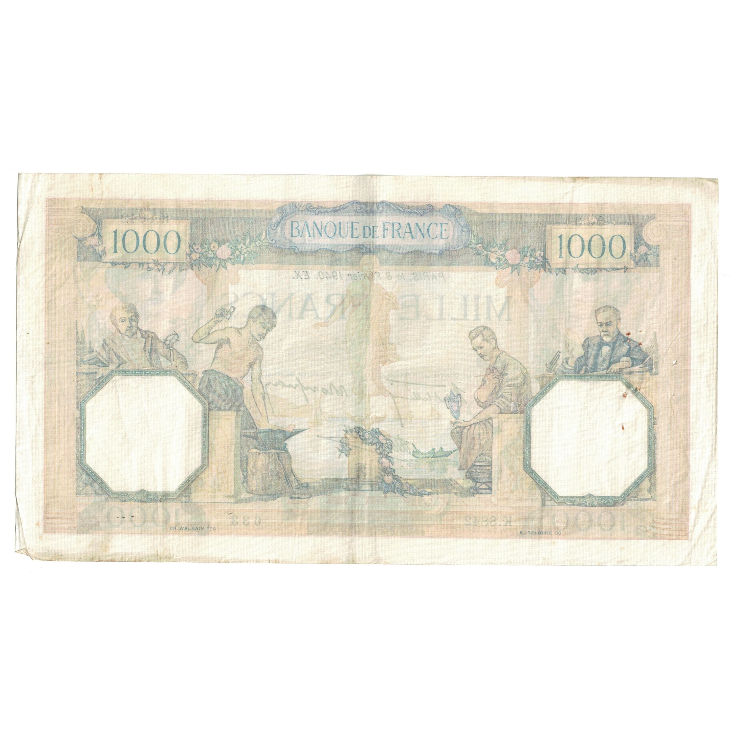 France, 1000 Francs, Cérès et Mercure, 1940, K.8842 633, EF(40-45)