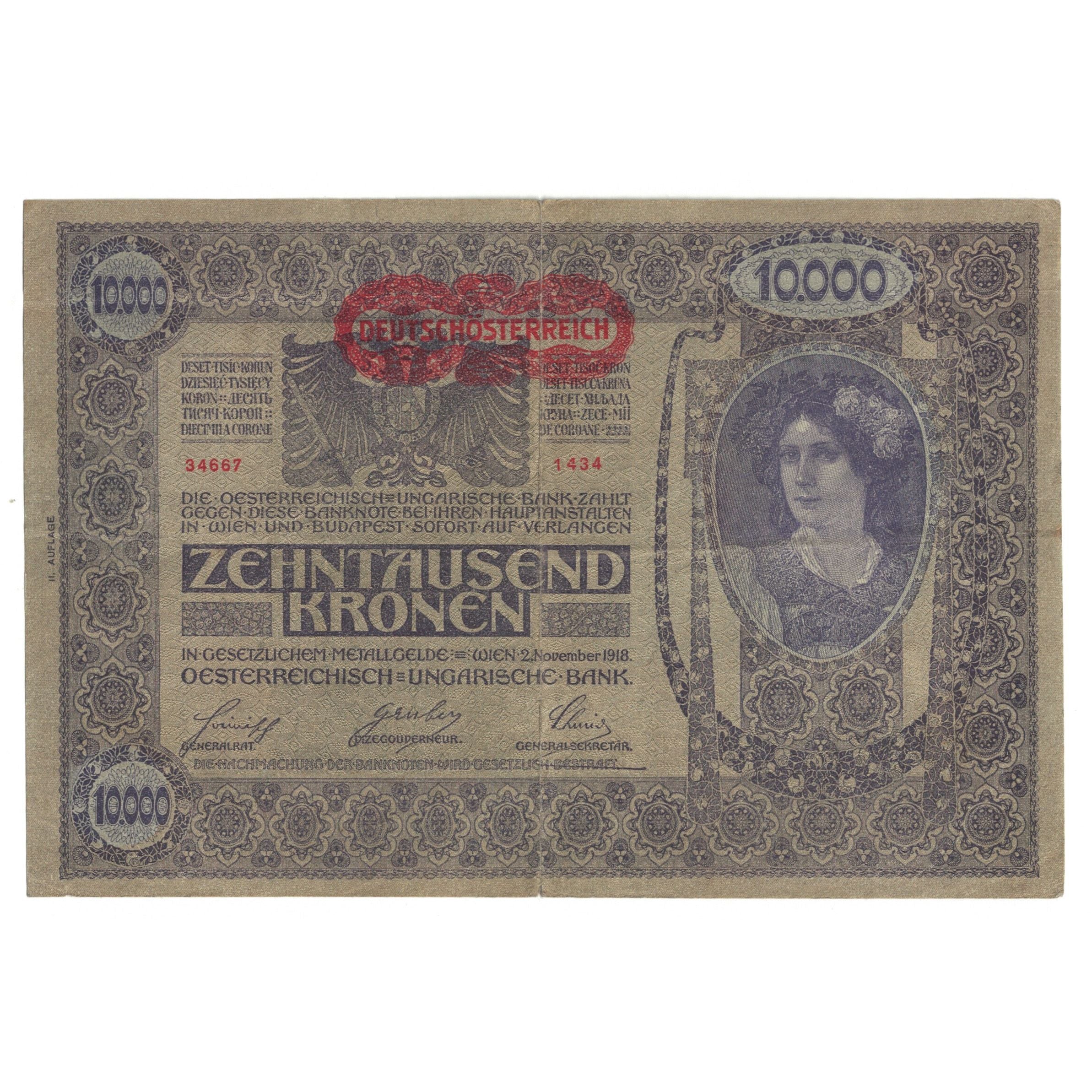 Banknote, Austria, 10,000 Kronen, 1918, 1918-11-02, KM:65, EF(40-45)