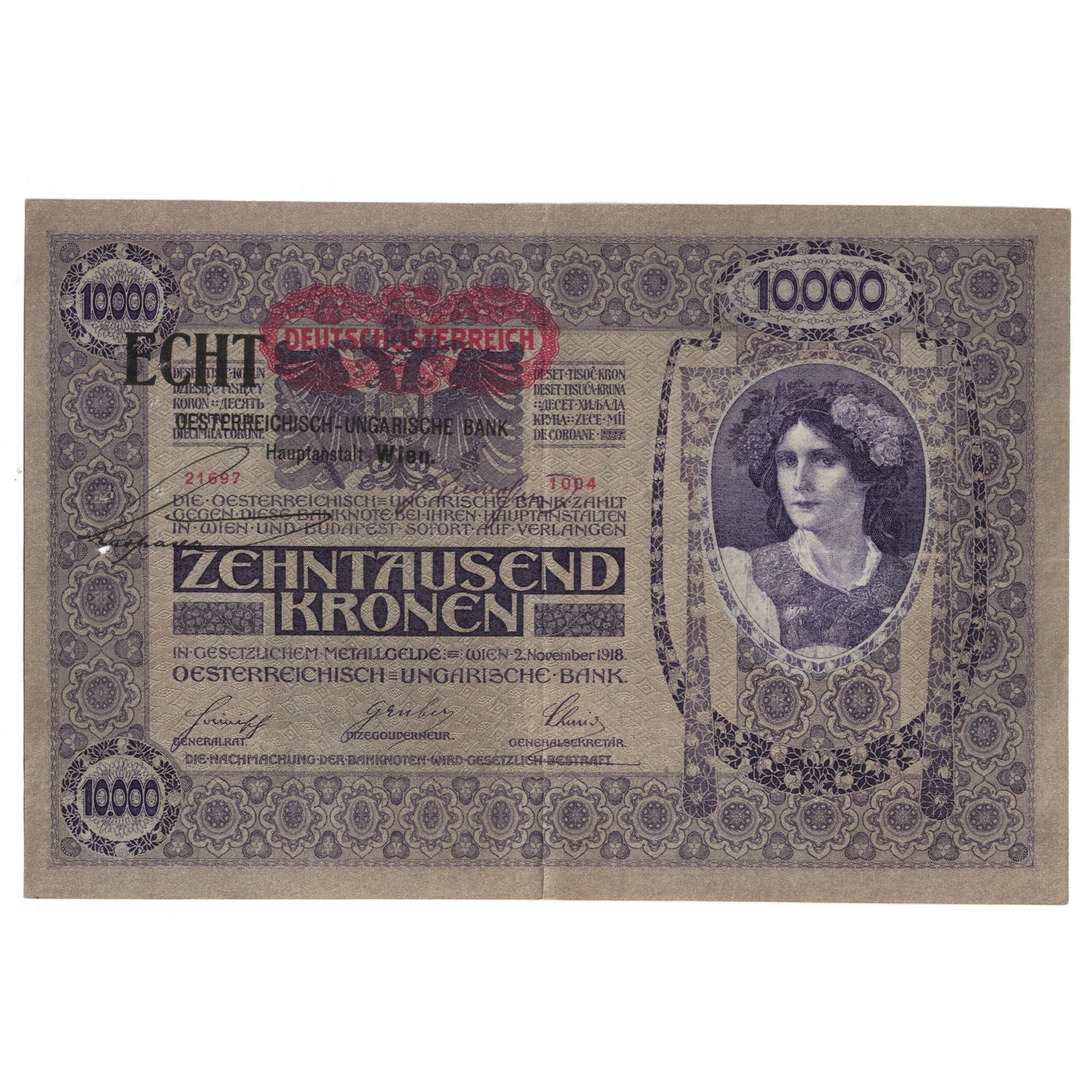 Banknote, Austria, 10,000 Kronen, 1919, 1918-11-02, KM:64, EF(40-45)