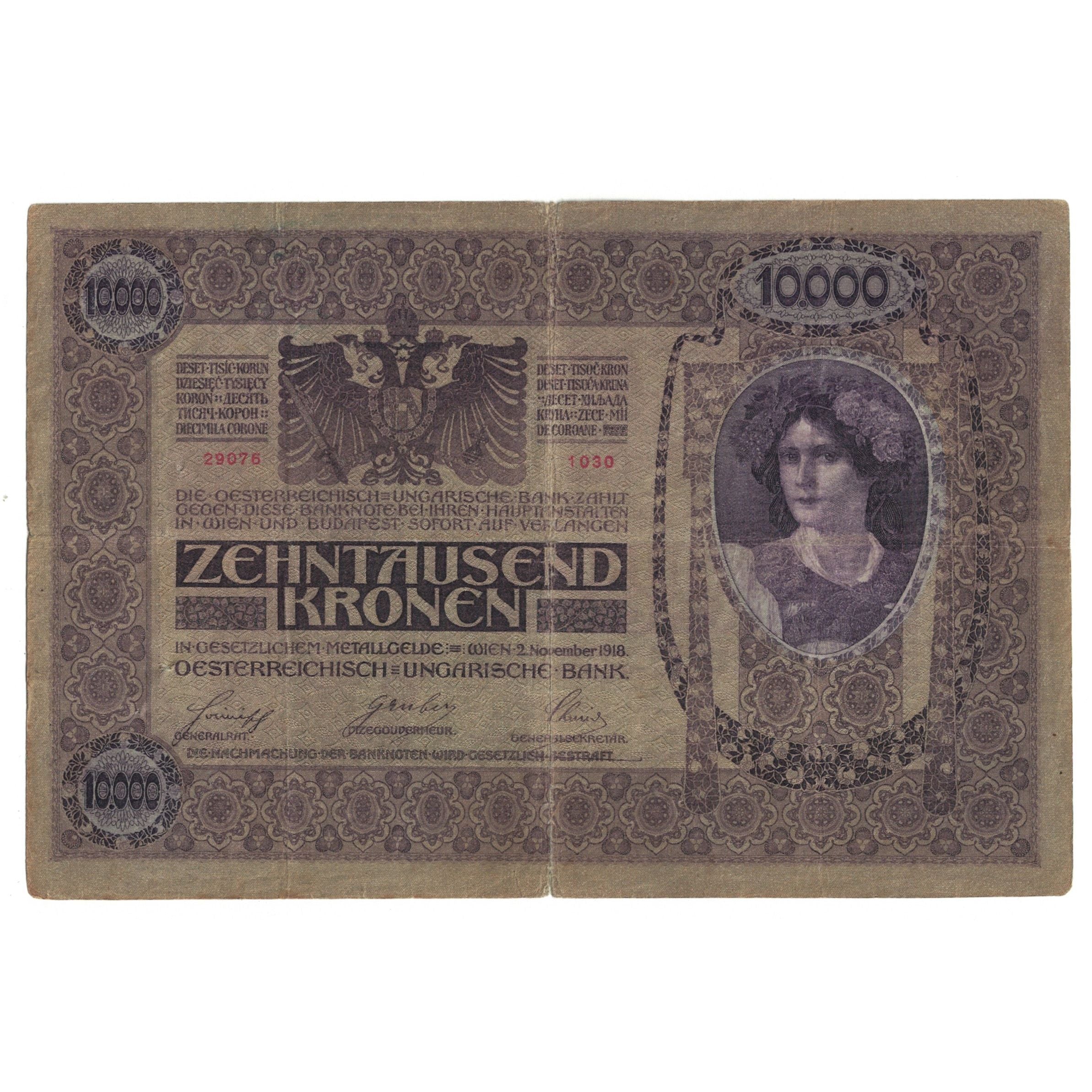Banknote, Austria, 10,000 Kronen, 1919, 1918-11-02, KM:64, VF(20-25)
