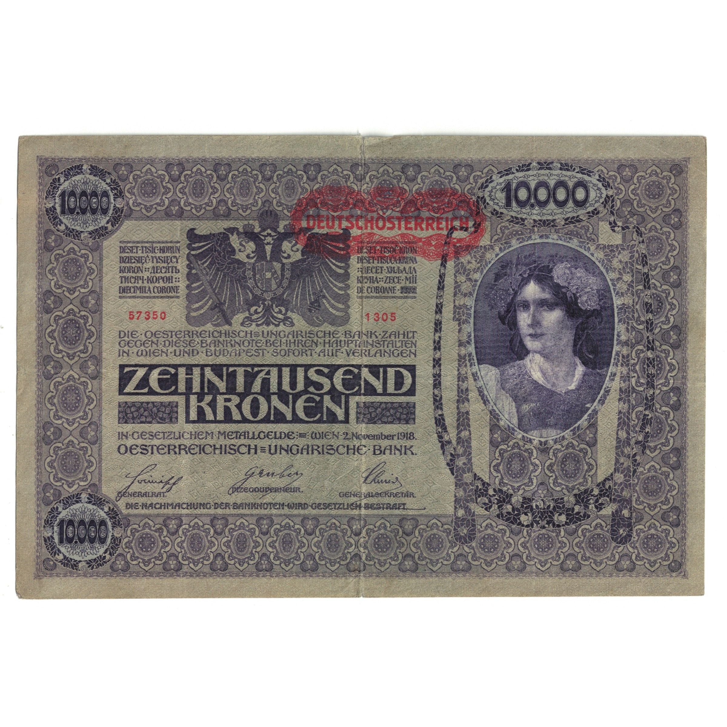 Banknote, Austria, 10,000 Kronen, 1918, 1918-11-02, KM:65, VF(30-35)