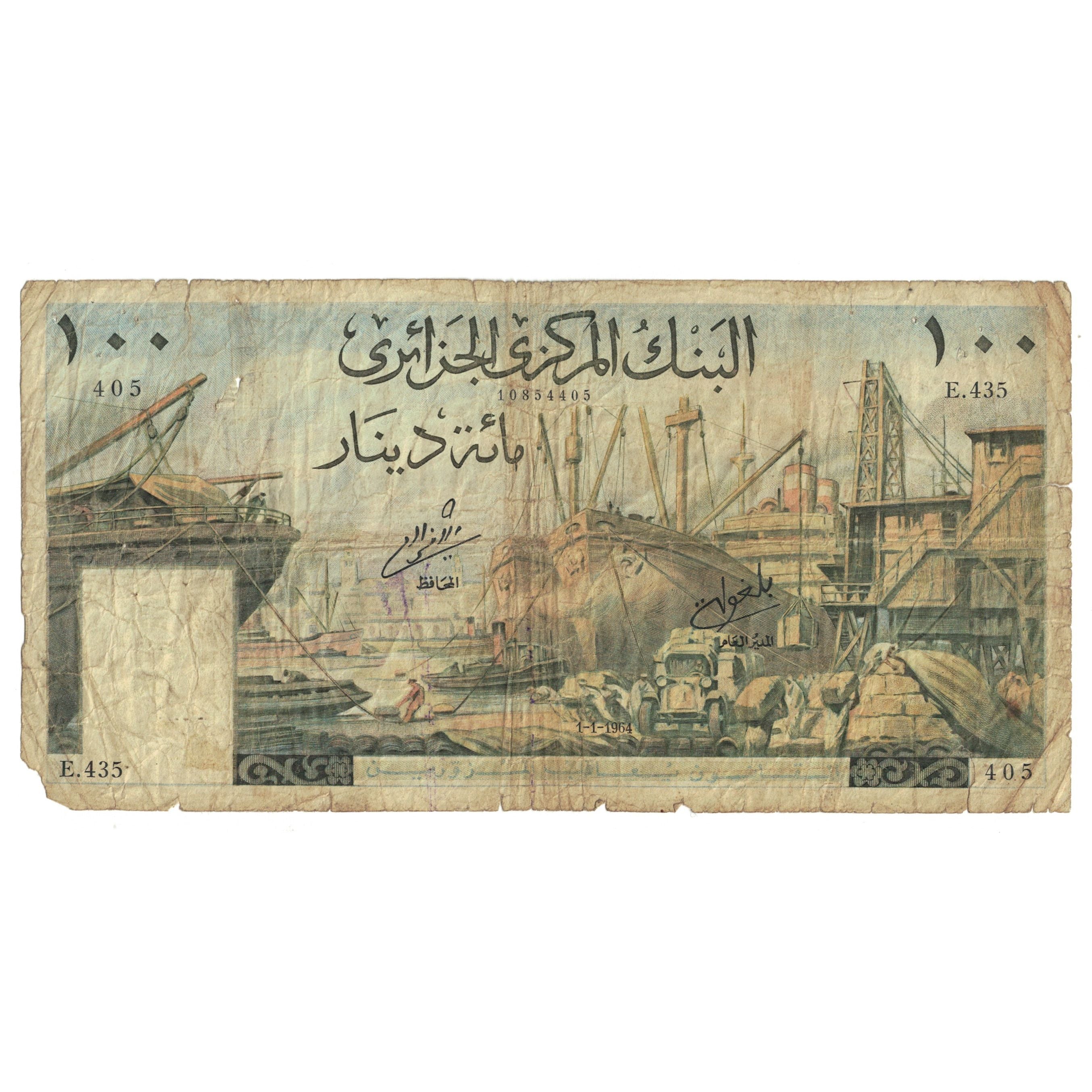 Biljet, Algerije, 100 Dinars, 1964, 1964-01-01, KM:125a, B+