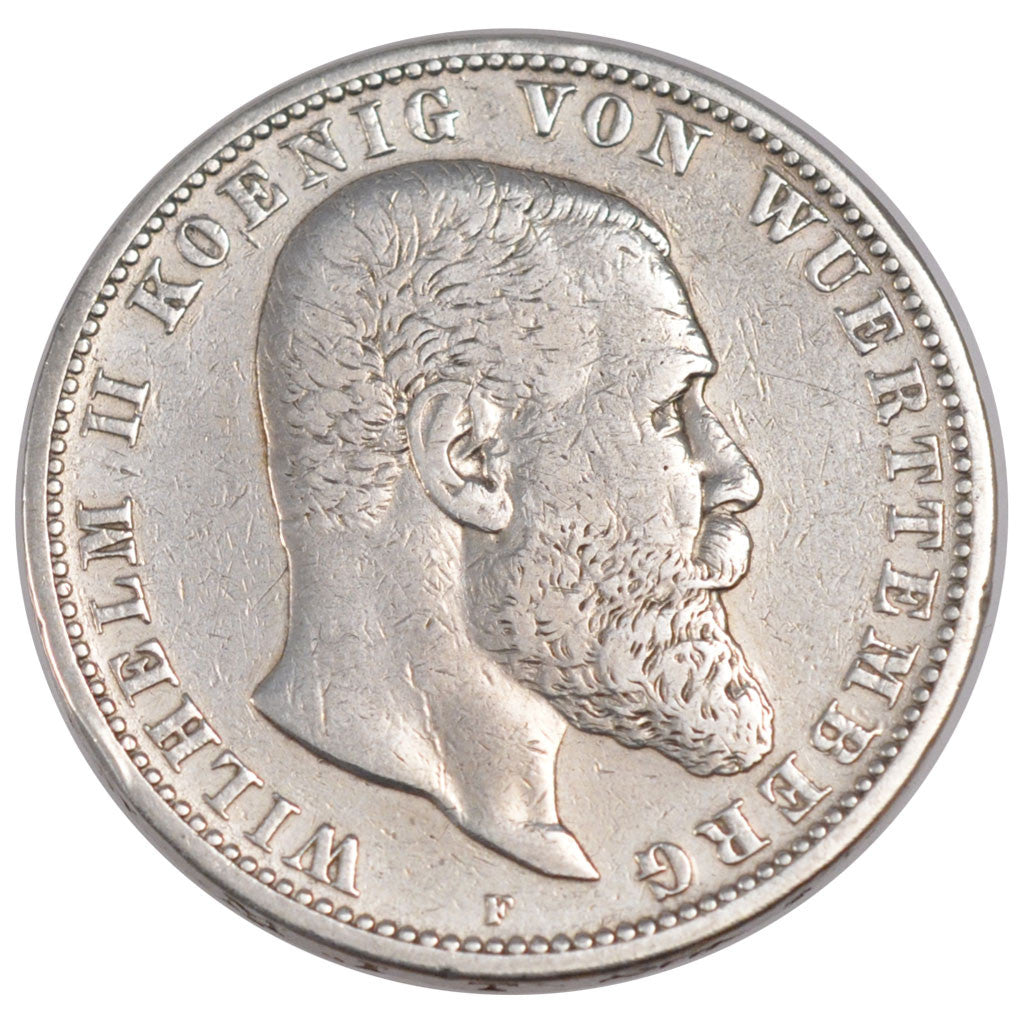 Coin, German States, WURTTEMBERG, Wilhelm II, 5 Mark, 1900, Freudenstadt