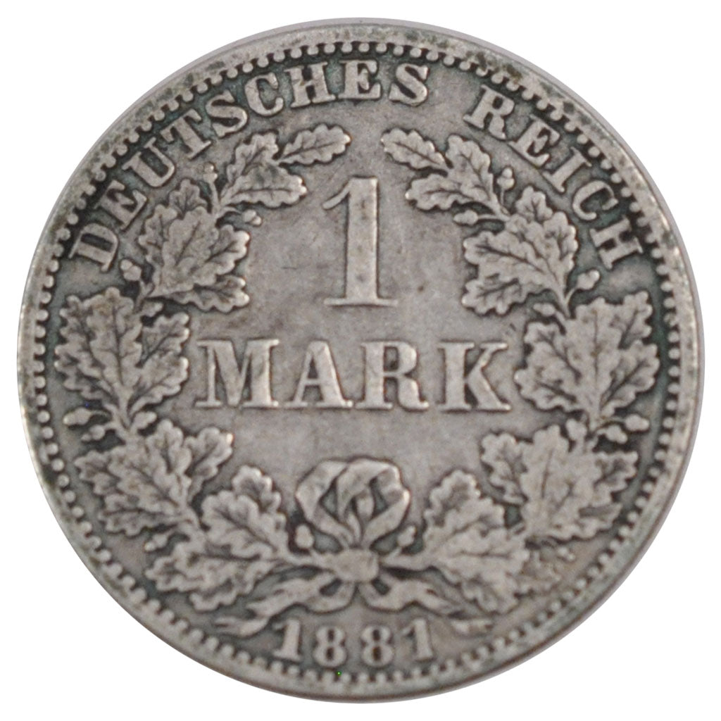 GERMANY - EMPIRE, Mark, 1881, Berlin, KM #7, EF(40-45), Silver, 24, 5.37