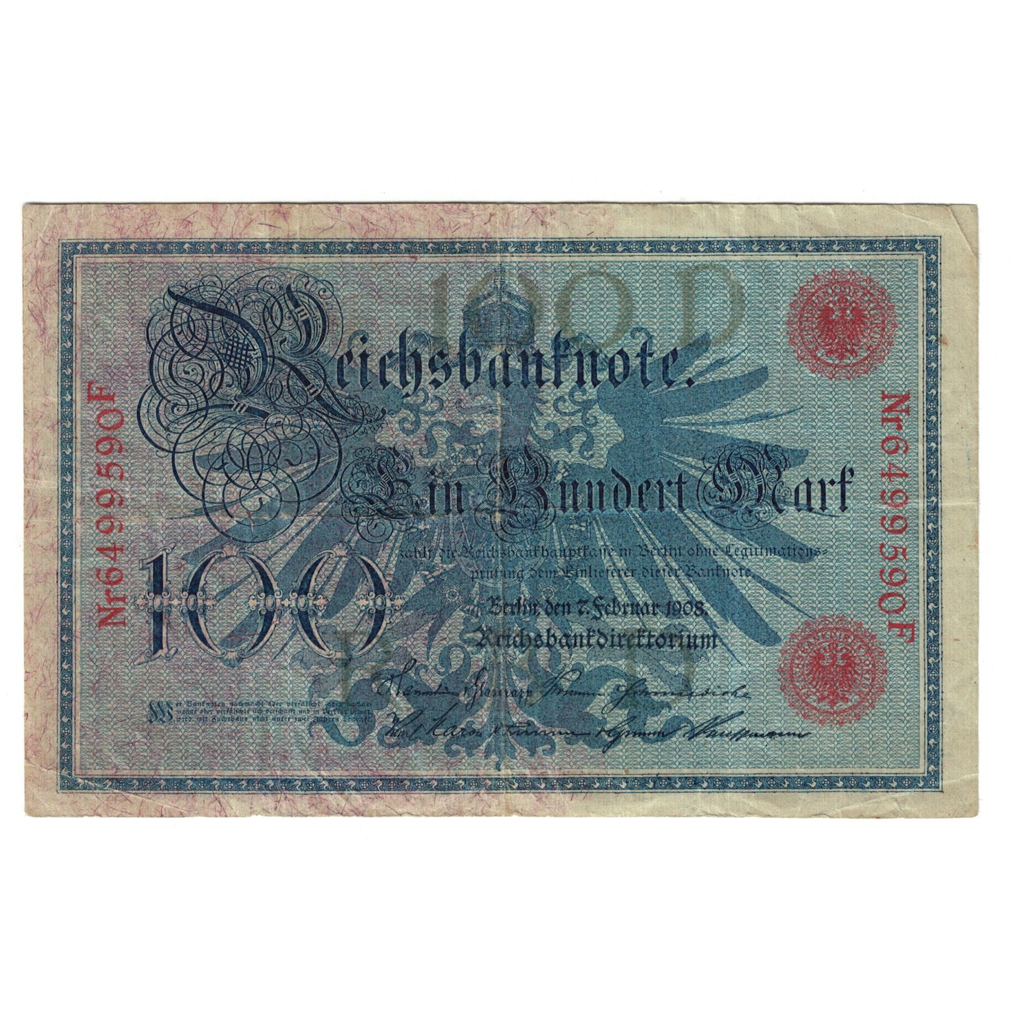 Banknote, Germany, 100 Mark, 1908, 1908-02-07, KM:33a, EF(40-45)