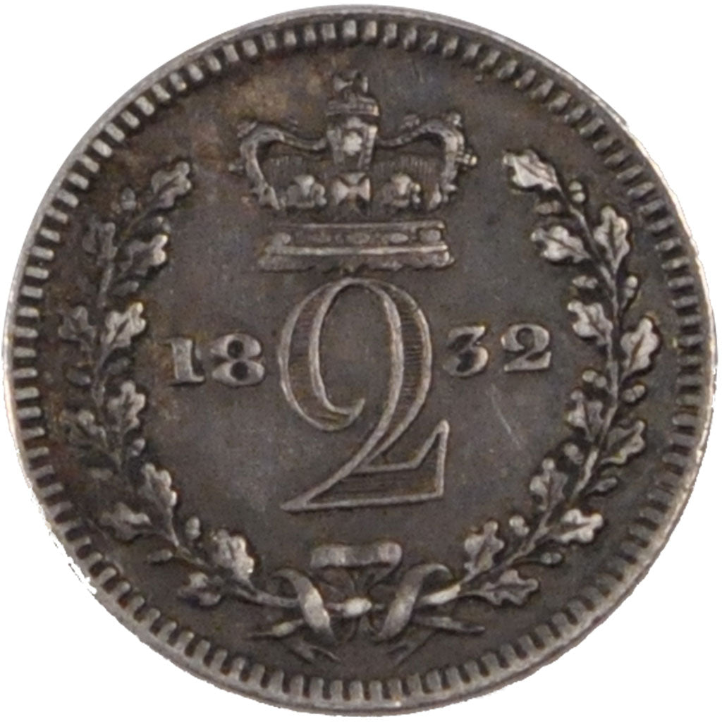 GREAT BRITAIN, 2 Pence, 1832, KM #709, AU(50-53), Silver, 0.93