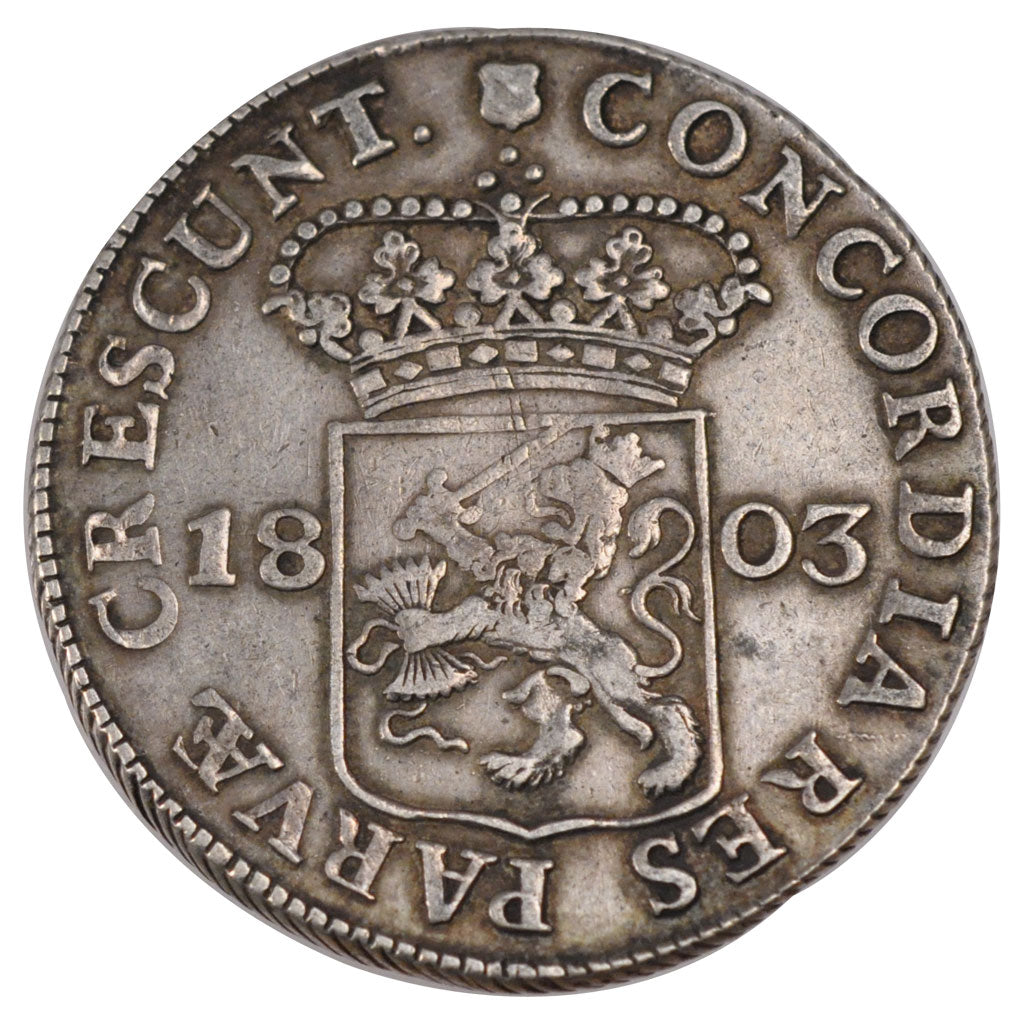 NETHERLANDS, Rijksdaalder, 2-1/2 Gulden, 1803, KM #10.4, EF(40-45), Silver, 40,.