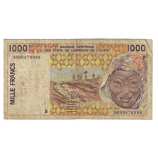 Banknote, West African States, 1000 Francs, KM:411Dh, VF(20-25)