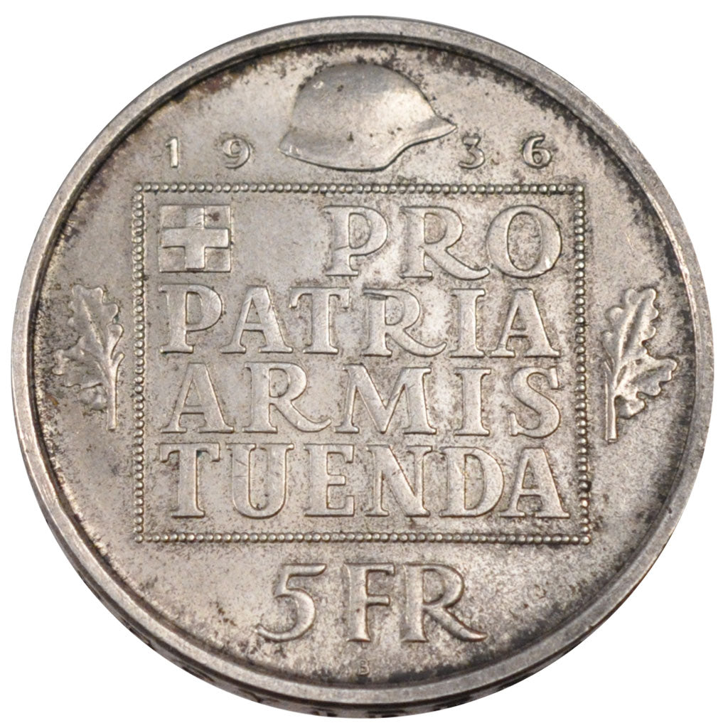 SWITZERLAND, 5 Francs, 1936, Bern, KM #41, MS(60-62), Silver, 31, 15.07