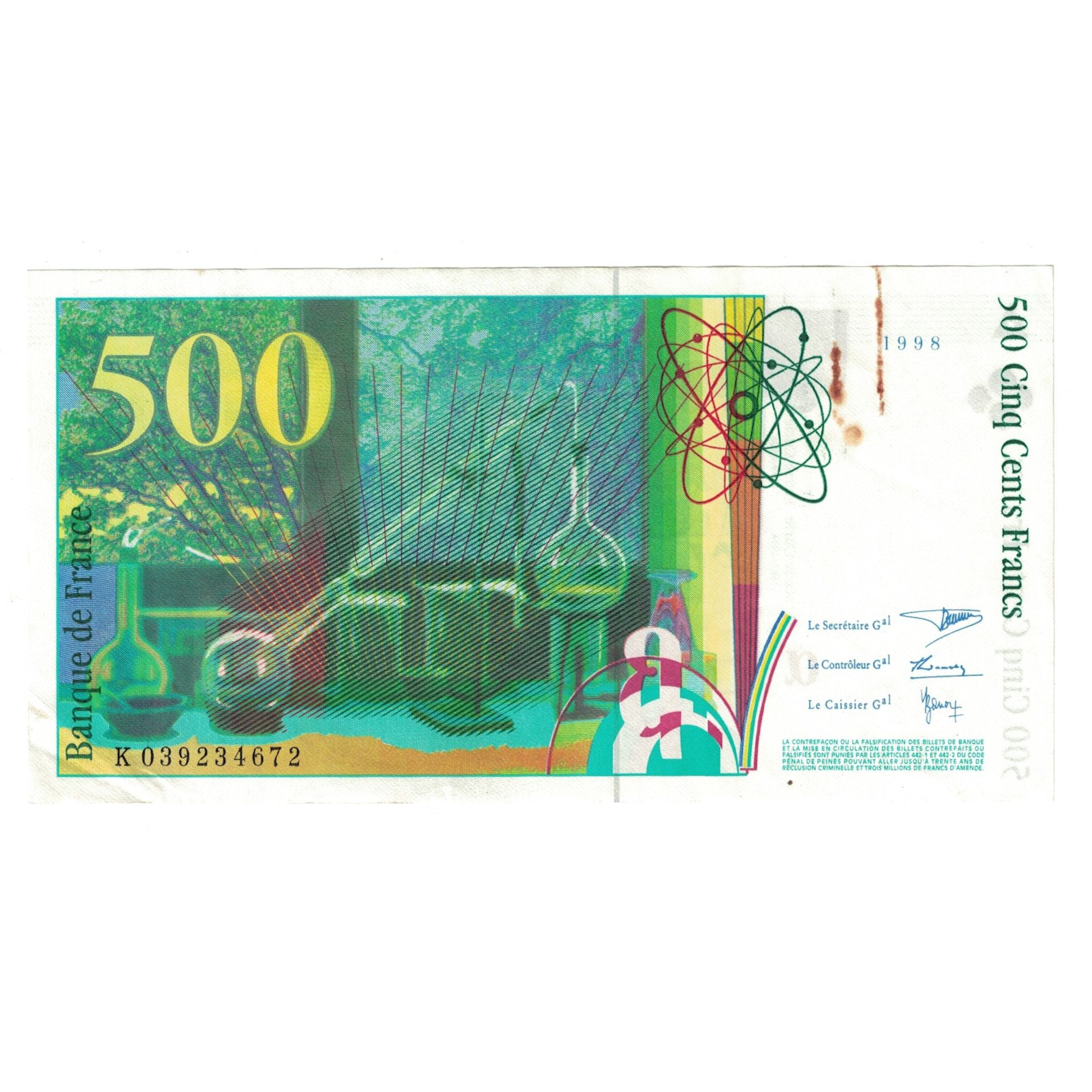 France, 500 Francs, Pierre et Marie Curie, 1998, K 039234672, TB+, Fayette:76.4