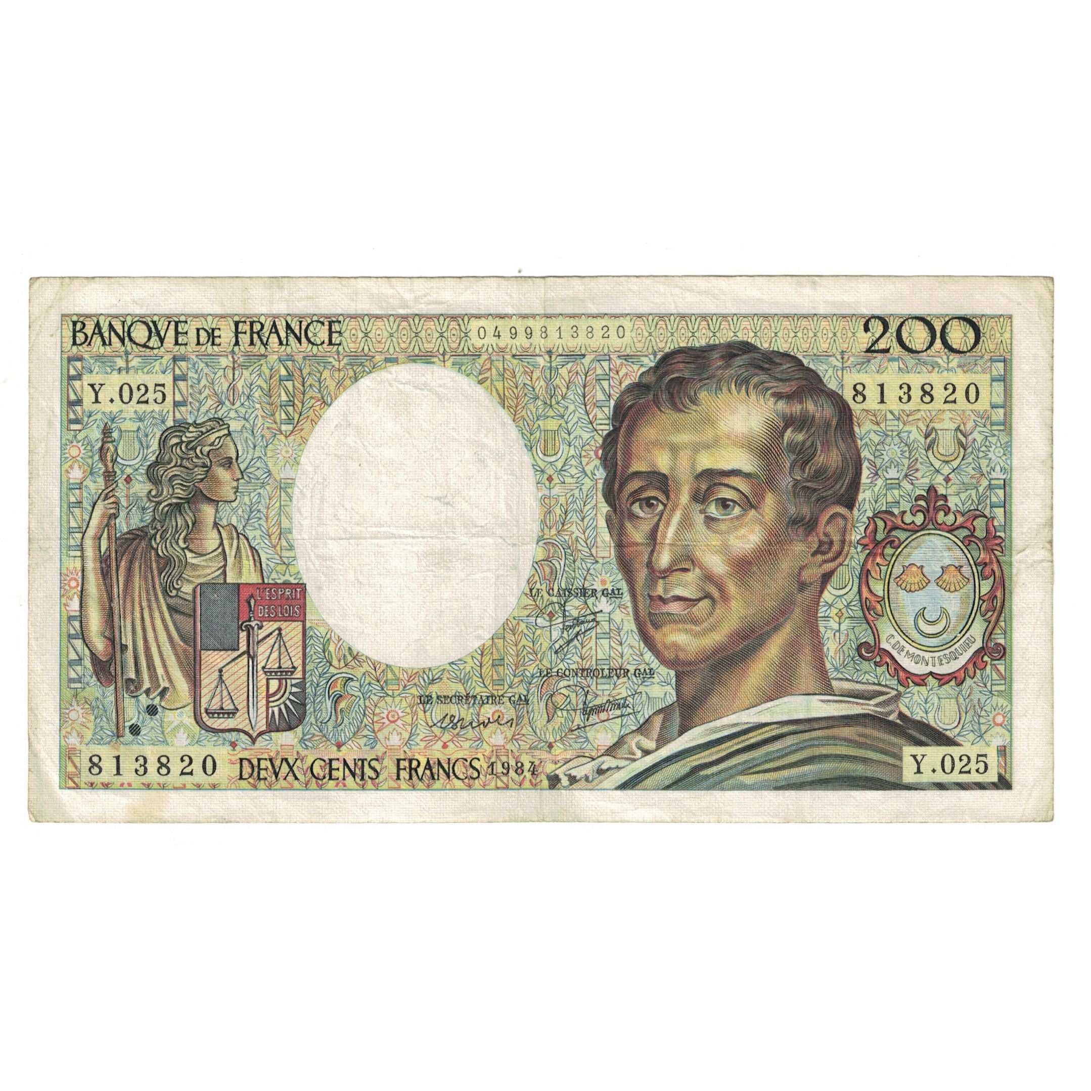 Francja, 200 Francs, Montesquieu, 1984, Y.025 813820, VF(30-35), Fayette:70.4