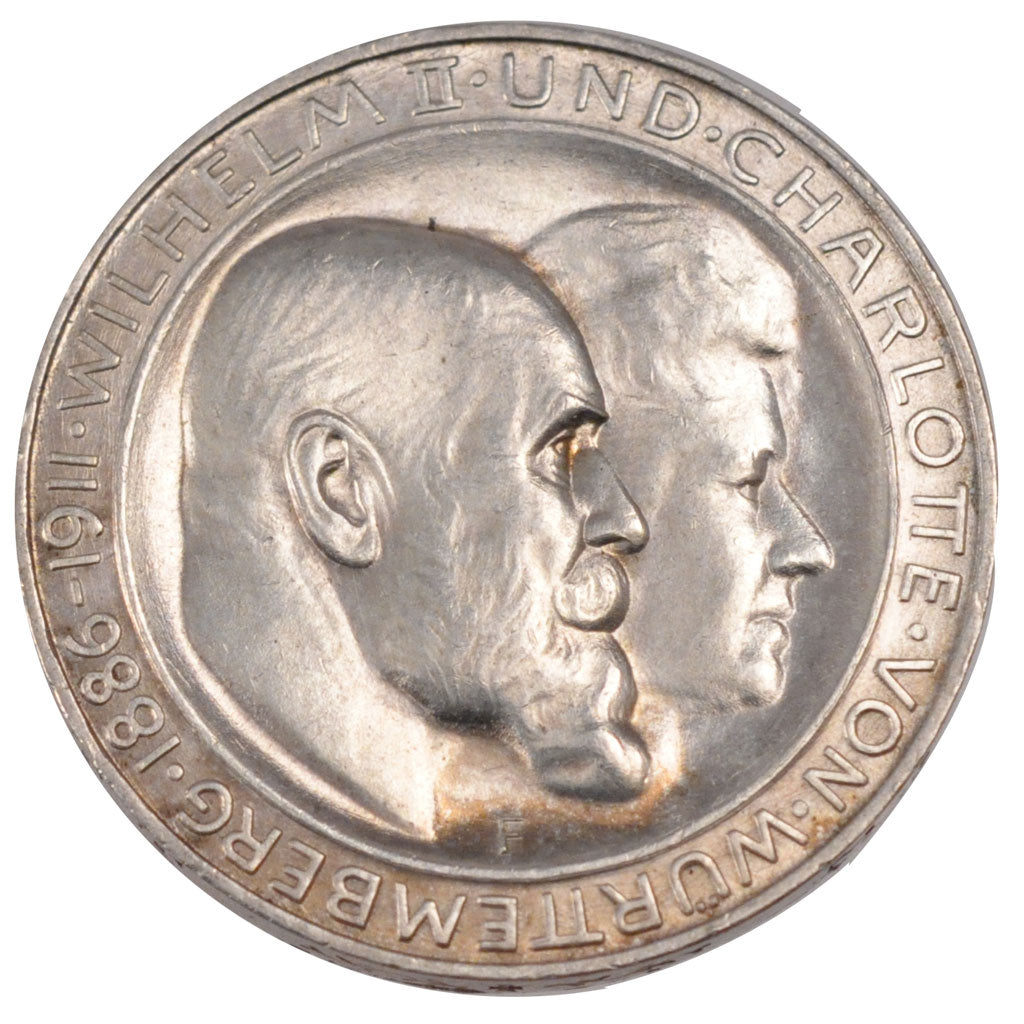 GERMAN STATES, 3 Mark, 1911, Freudenstadt, KM #636, MS(60-62), Silver, 33, 16.69