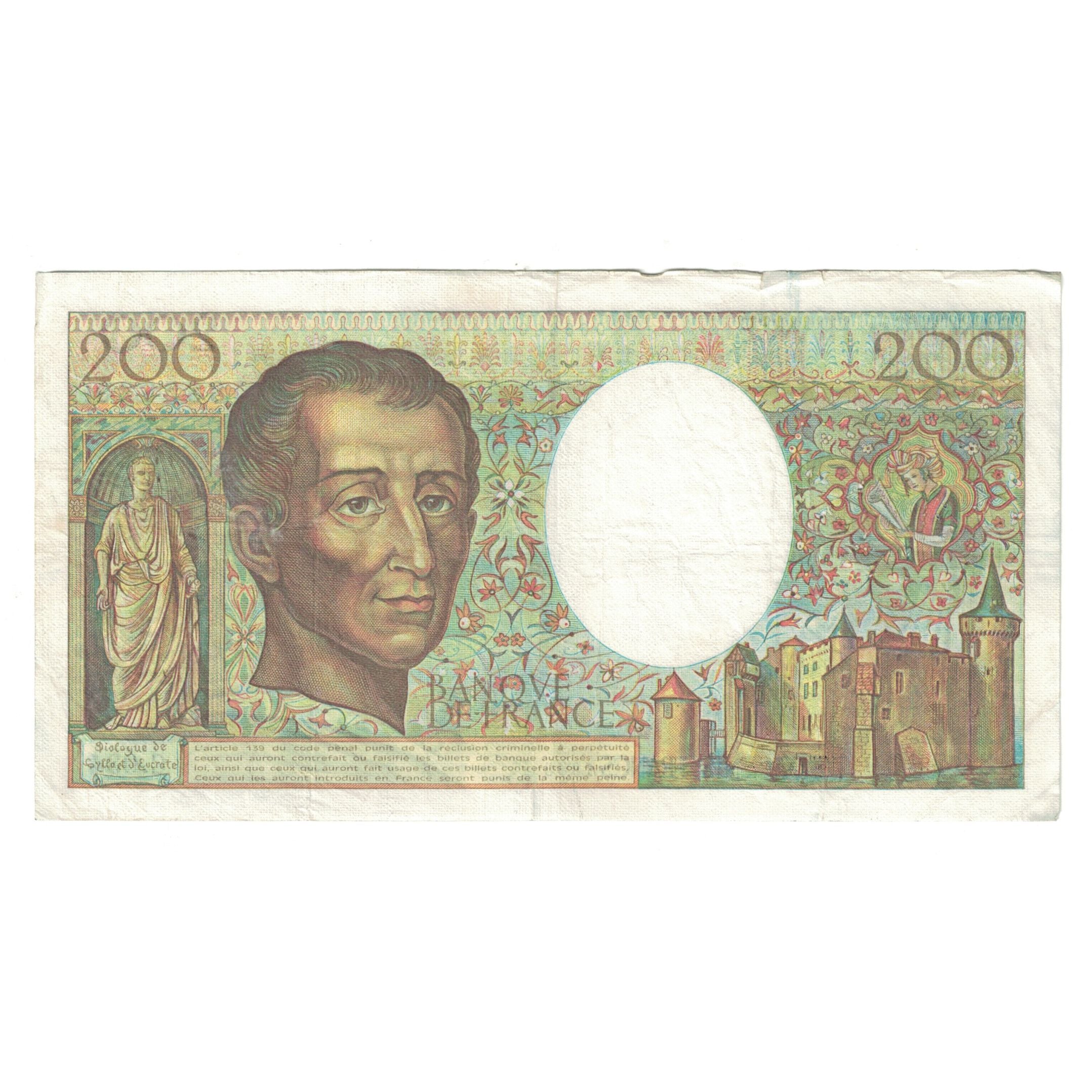 França, 200 Francs, Montesquieu, 1985, C.034 885820, VF(30-35), Fayette:70.5