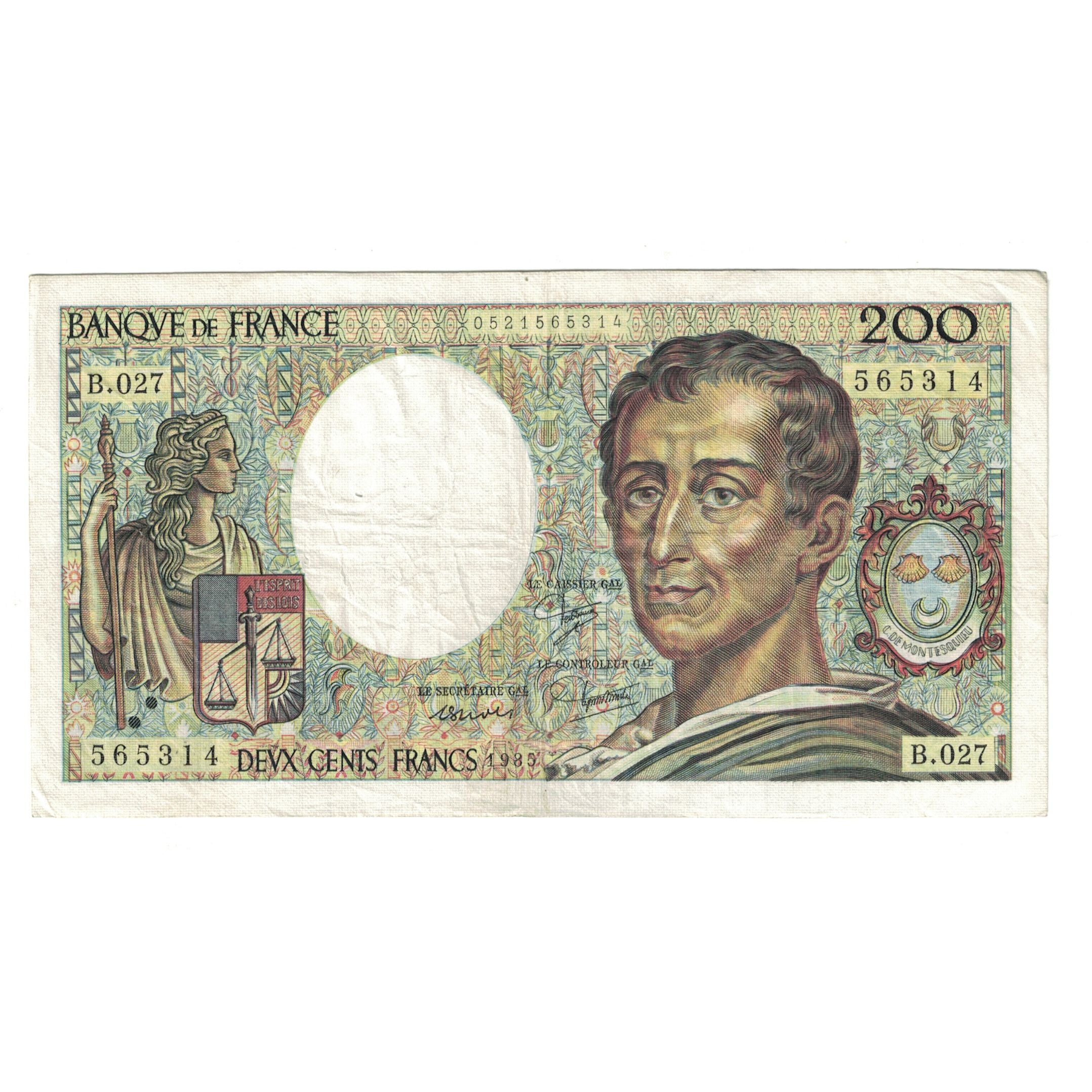 Francia, 200 Francs, Montesquieu, 1985, B.027 565314, BC+, Fayette:70.5, KM:155a