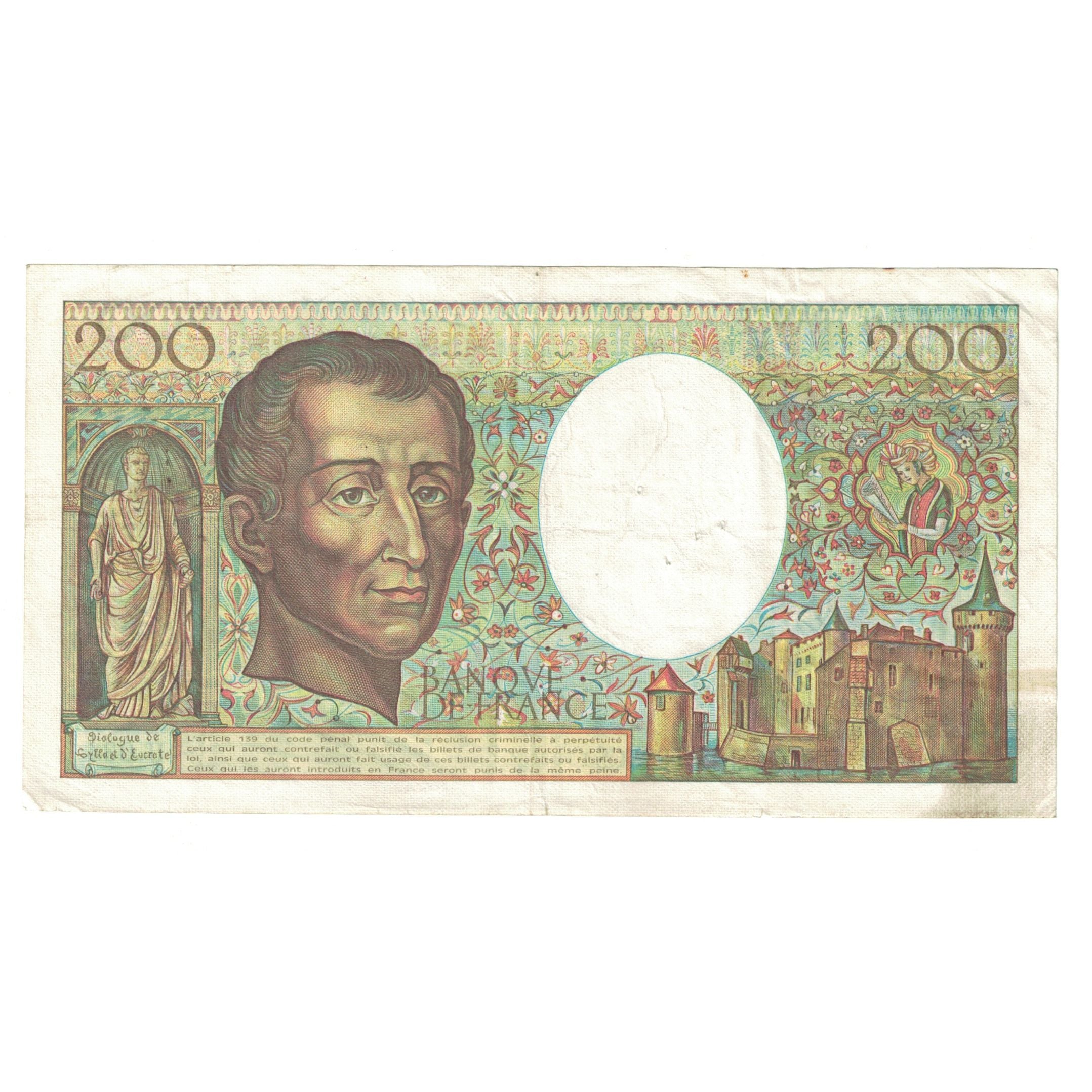 Francia, 200 Francs, Montesquieu, 1985, U.034 790889, MB+, Fayette:70.5, KM:155a