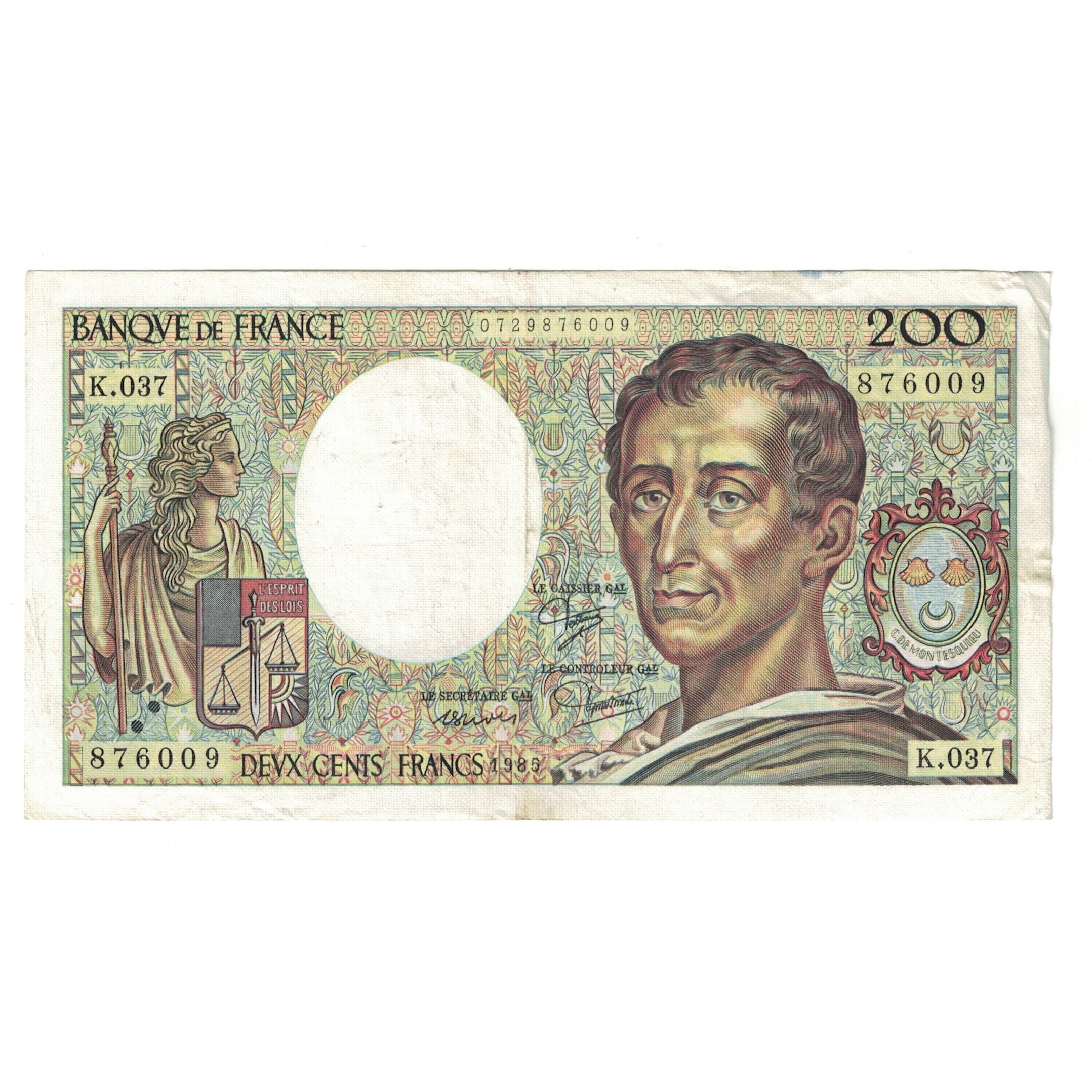 Francia, 200 Francs, Montesquieu, 1985, K.037 876009, MB+, Fayette:70.5, KM:155a