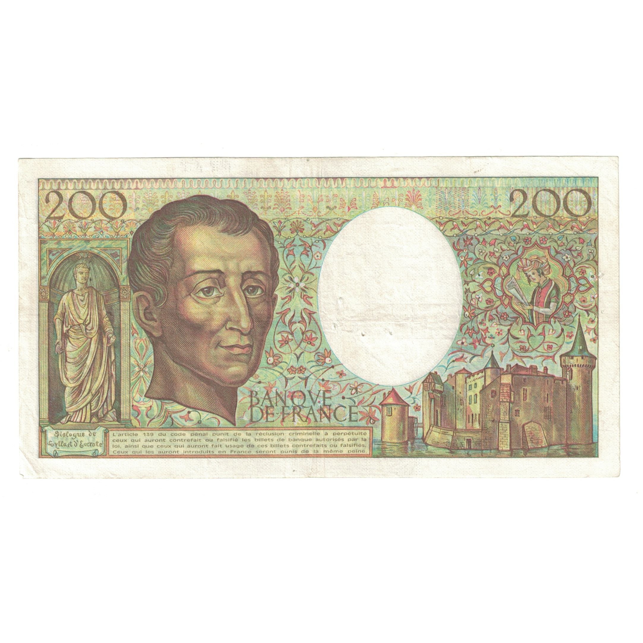 Francia, 200 Francs, Montesquieu, 1985, V.027 478047, BC+, Fayette:70.5, KM:155a