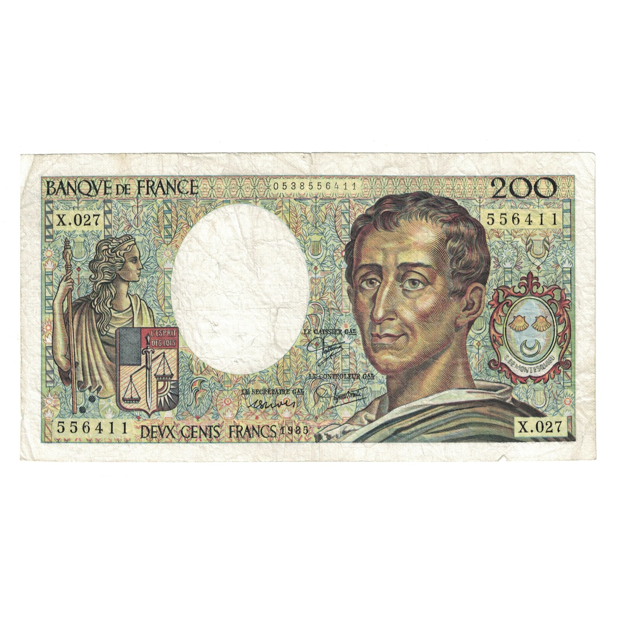 France, 200 Francs, Montesquieu, 1985, X.027 556411, VF(20-25), Fayette:70.5