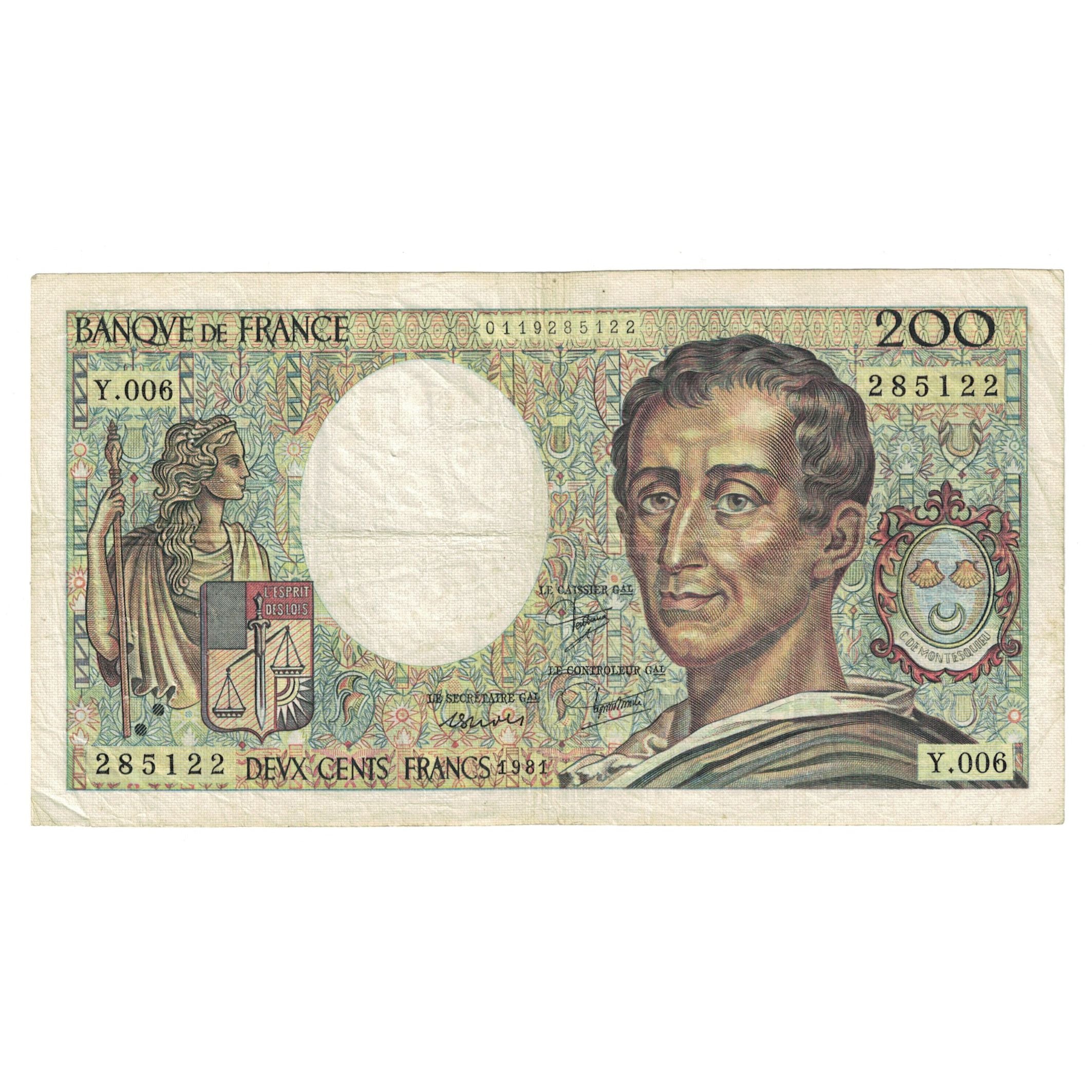 Frankreich, 200 Francs, Montesquieu, 1981, Y.006 285122, S+, Fayette:70.1