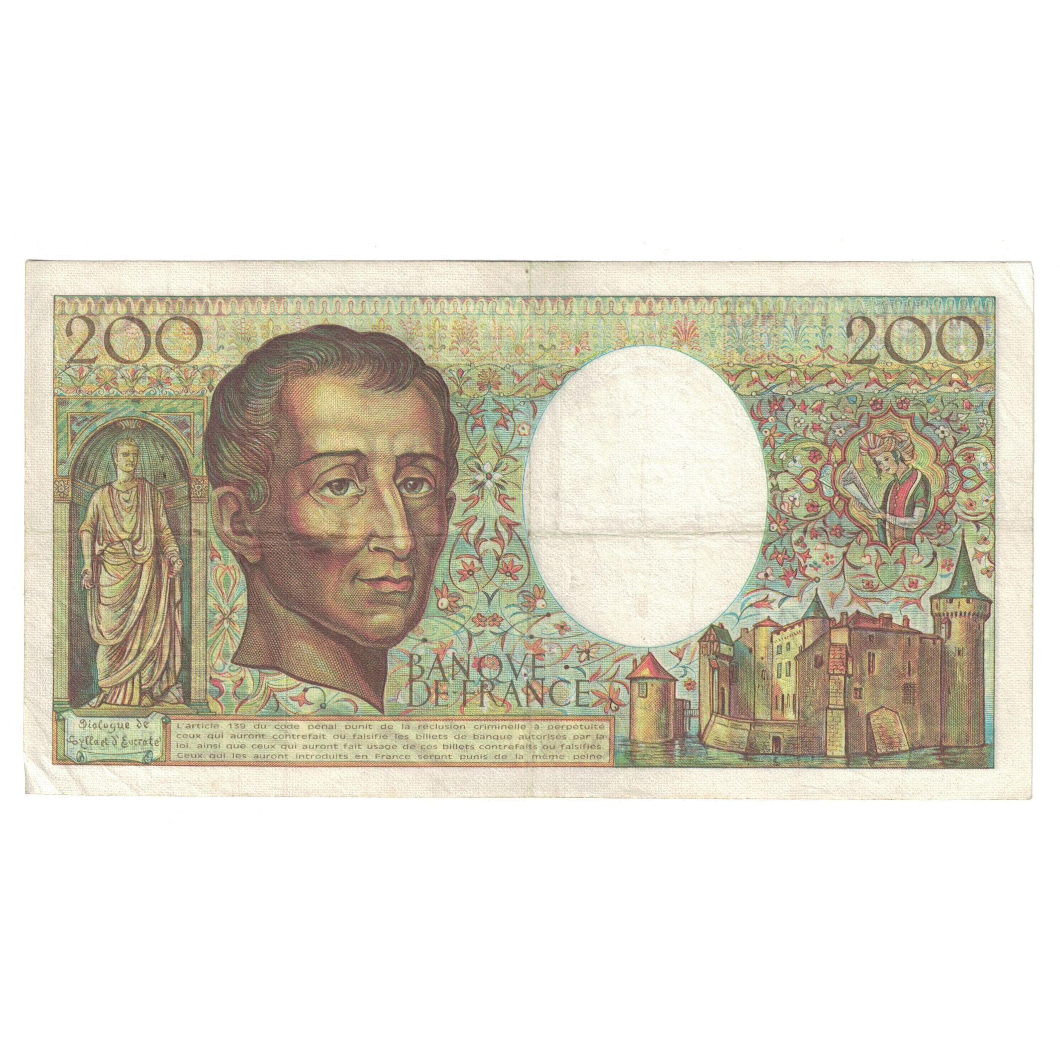 France, 200 Francs, Montesquieu, 1981, E.002 938042, VF(30-35), Fayette:70.1