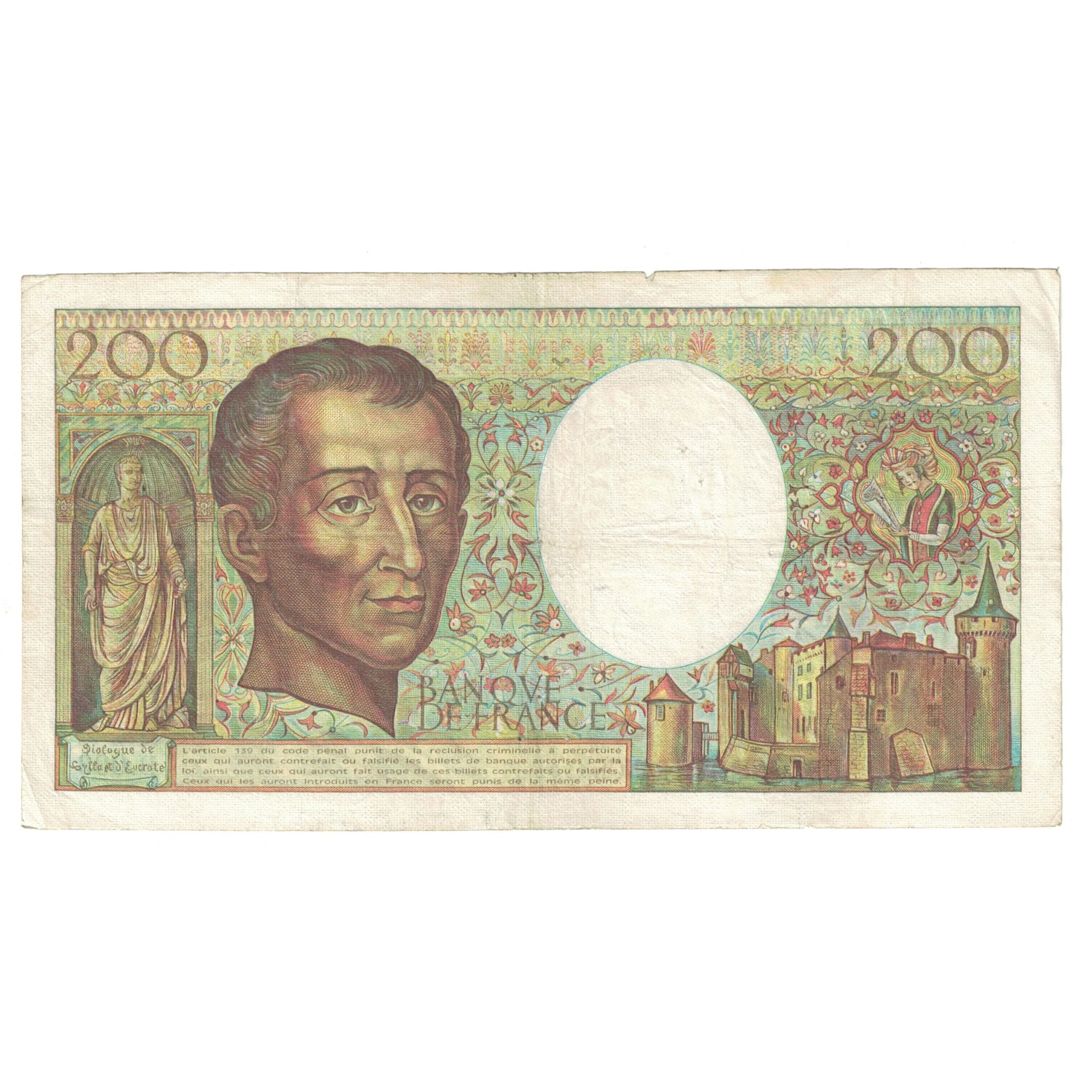 Francia, 200 Francs, Montesquieu, 1981, B.003 767317, MB+, Fayette:70.1, KM:155a