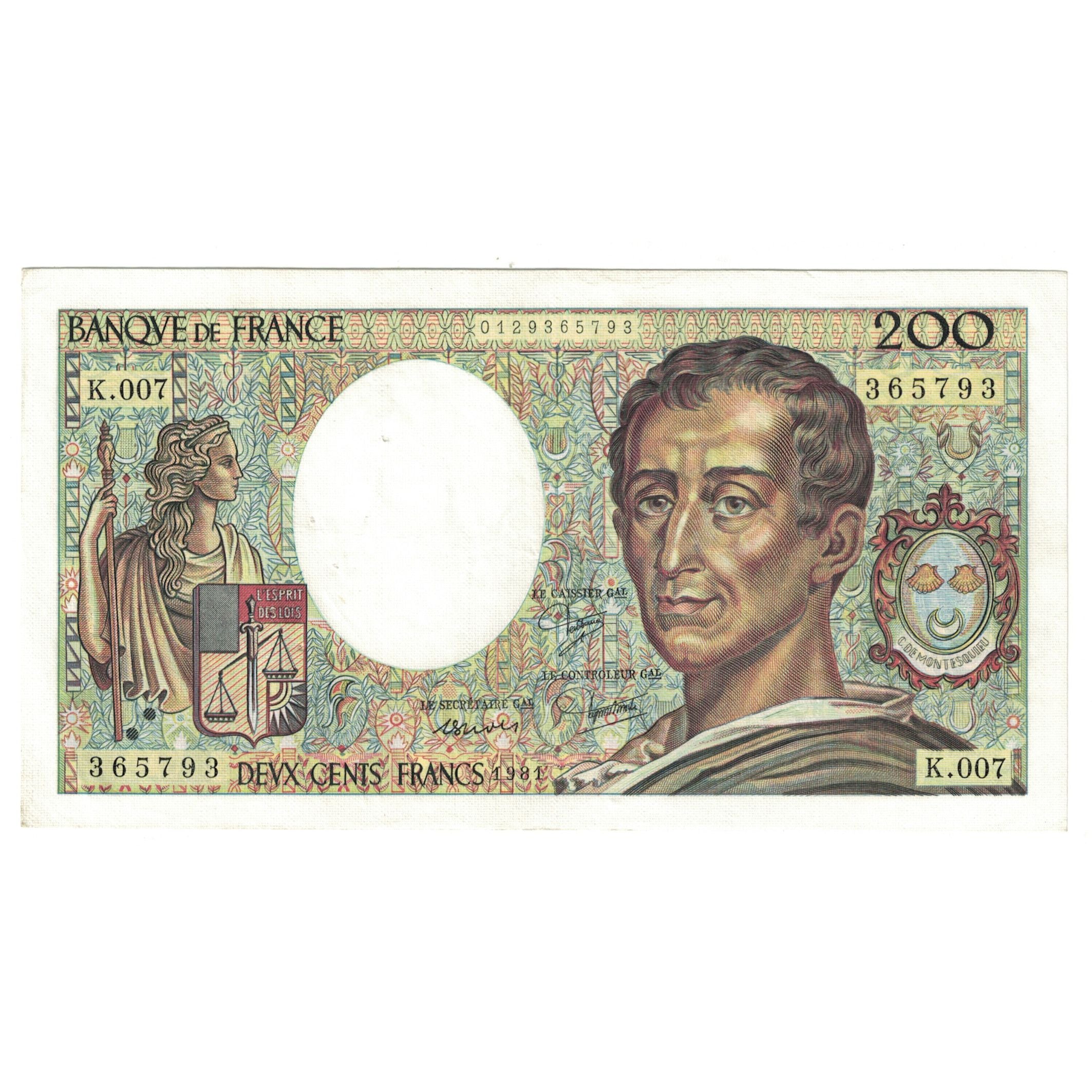 Francja, 200 Francs, Montesquieu, 1981, K.007 365793, EF(40-45), Fayette:70.1