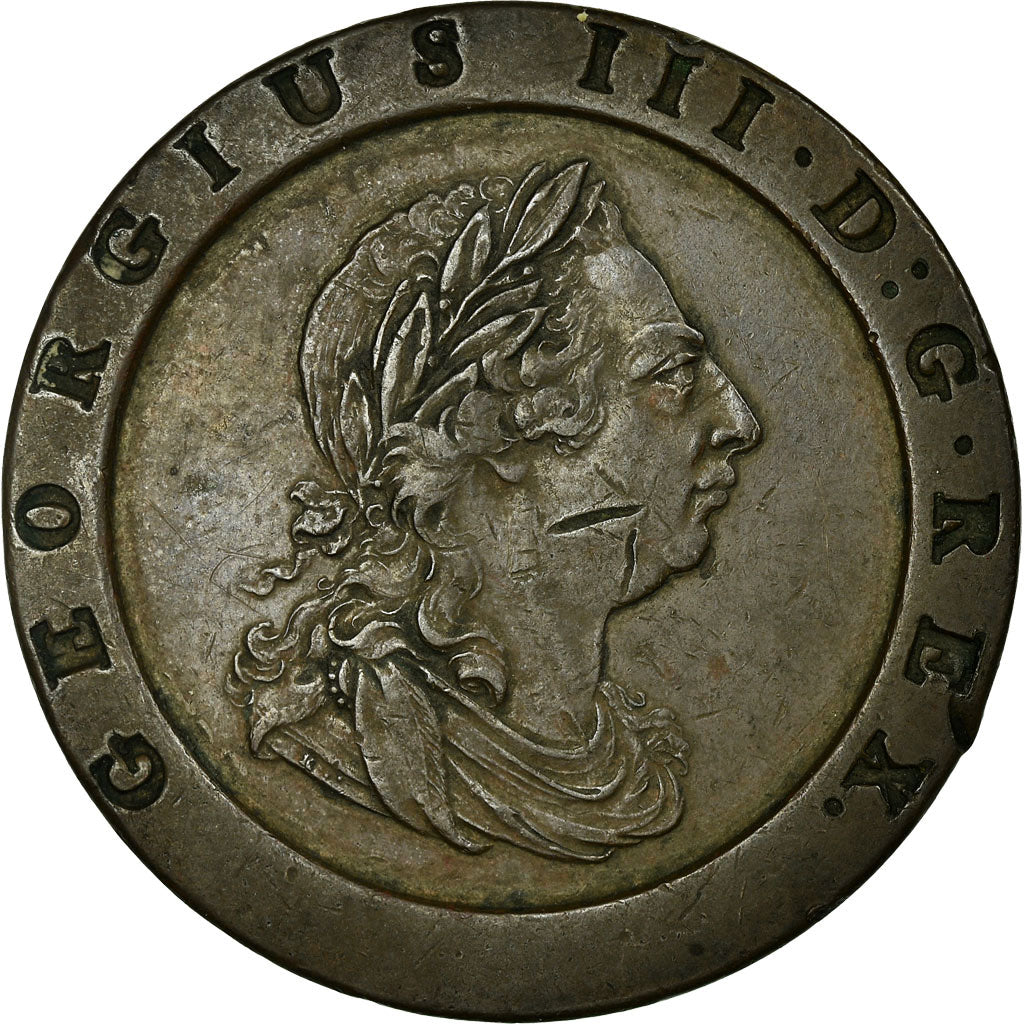 Coin, Great Britain, George III, 2 Pence, 1797, AU(50-53), Copper, KM:619