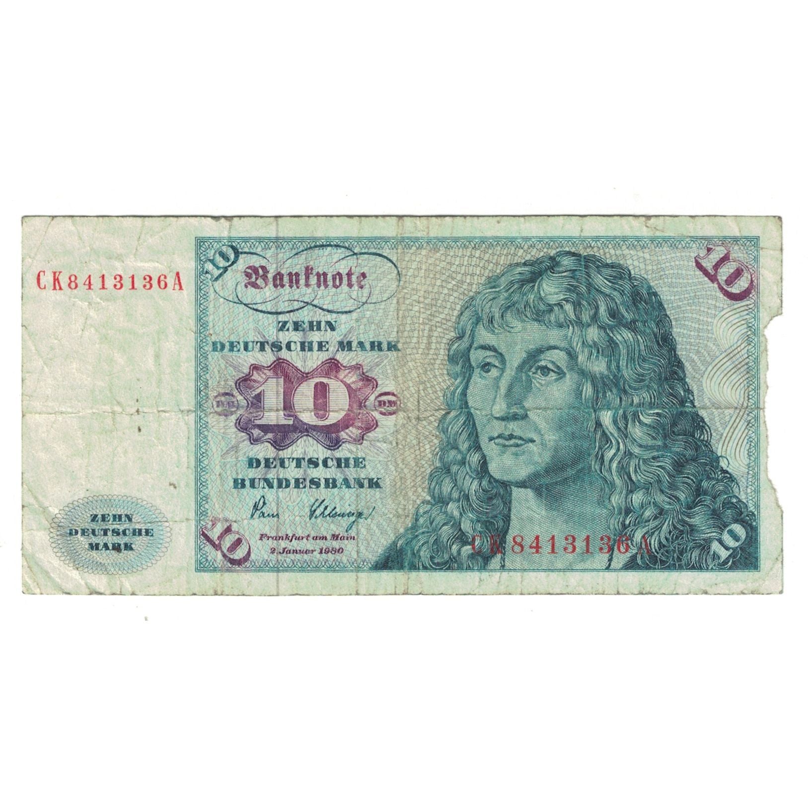 Banknote, GERMANY - FEDERAL REPUBLIC, 10 Deutsche Mark, 1980, KM:31c, VF(20-25)