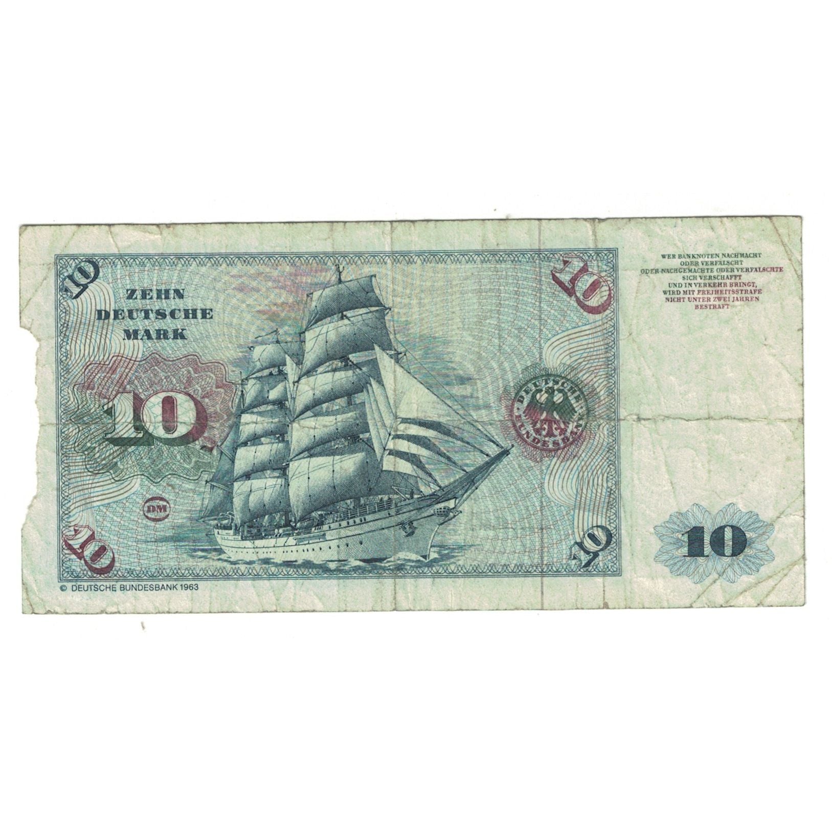 Banknote, GERMANY - FEDERAL REPUBLIC, 10 Deutsche Mark, 1980, KM:31c, VF(20-25)
