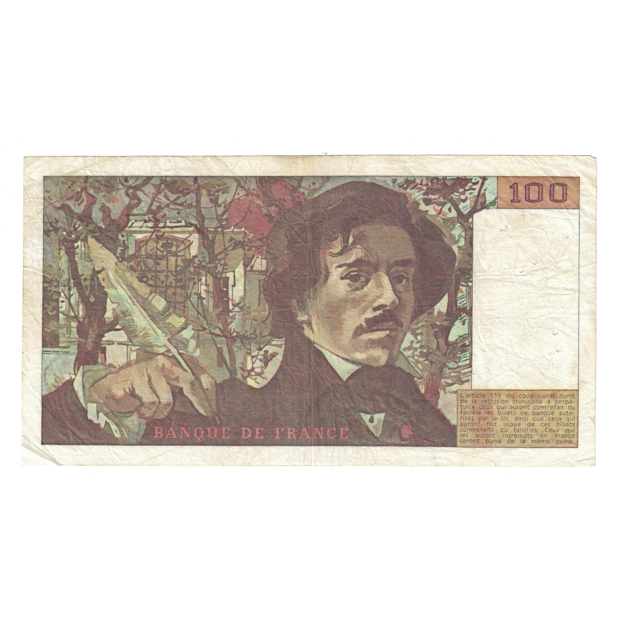 France, 100 Francs, Delacroix, 1978, B.1 342468, TB+, Fayette:68.01, KM:154h