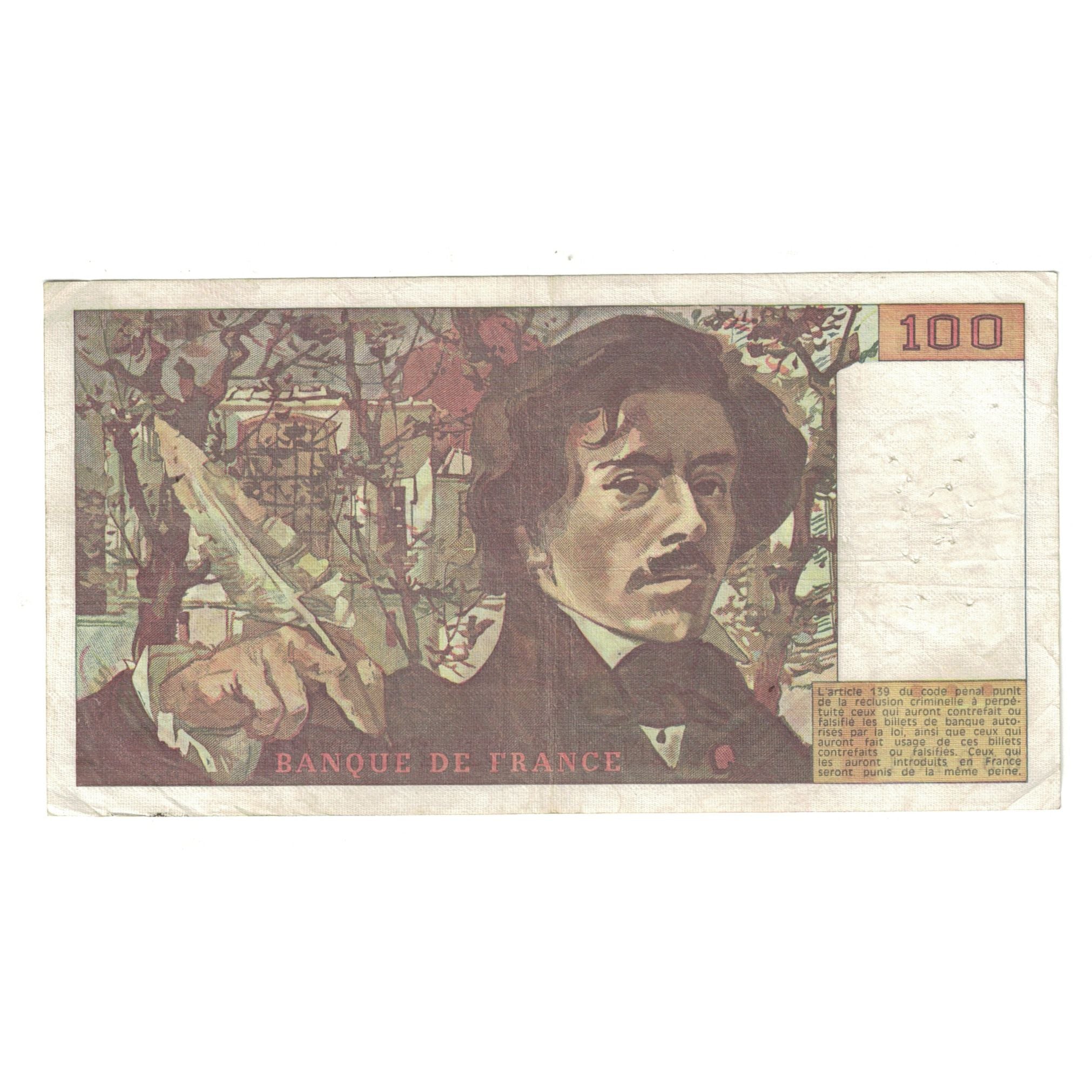 France, 100 Francs, Delacroix, 1978, S.1 390401, TB+, Fayette:69.01e, KM:154h