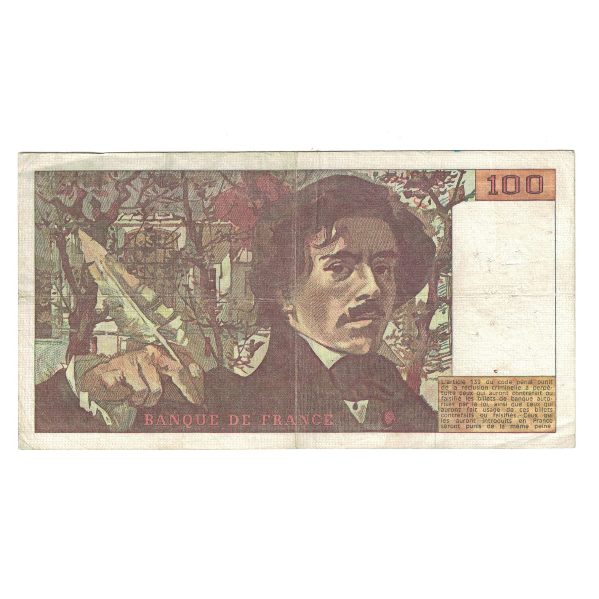 Frankrijk, 100 Francs, Delacroix, 1978, Y.7 996813, TB, Fayette:69.01d, KM:154h