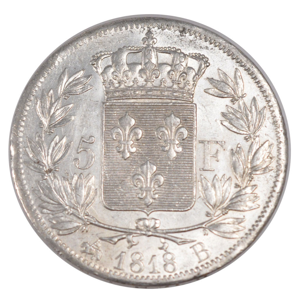 Coin, France, Louis XVIII, Louis XVIII, 5 Francs, 1818, Rouen, MS(60-62)