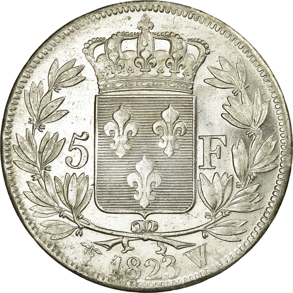 Coin, France, Louis XVIII, Louis XVIII, 5 Francs, 1823, Lille, AU(55-58)