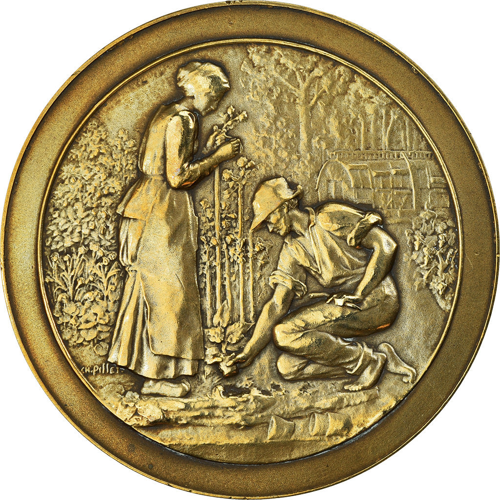 Francia, medaglia, Chemins de Fer de l'Etat, Gares Fleuries, 1929, Pillet, BB+