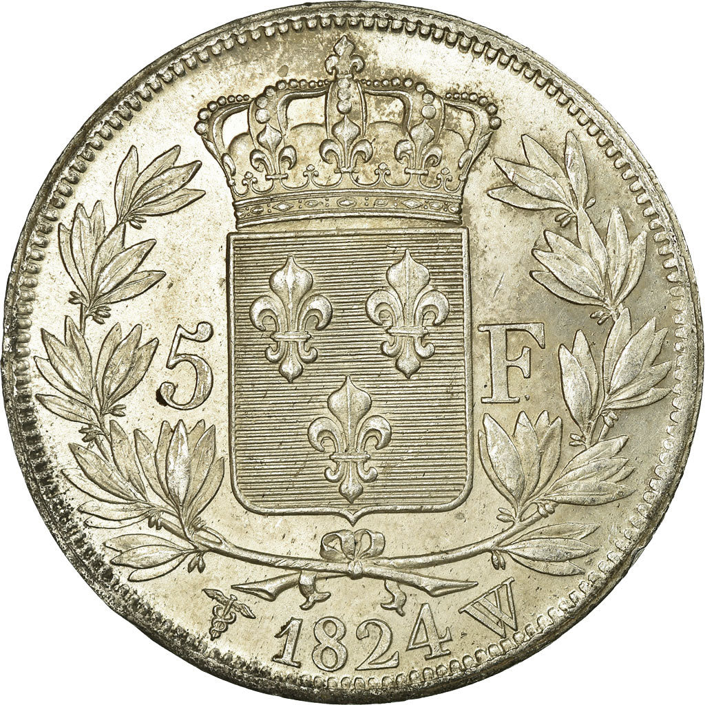 Coin, France, Louis XVIII, Louis XVIII, 5 Francs, 1824, Lille, MS(60-62)