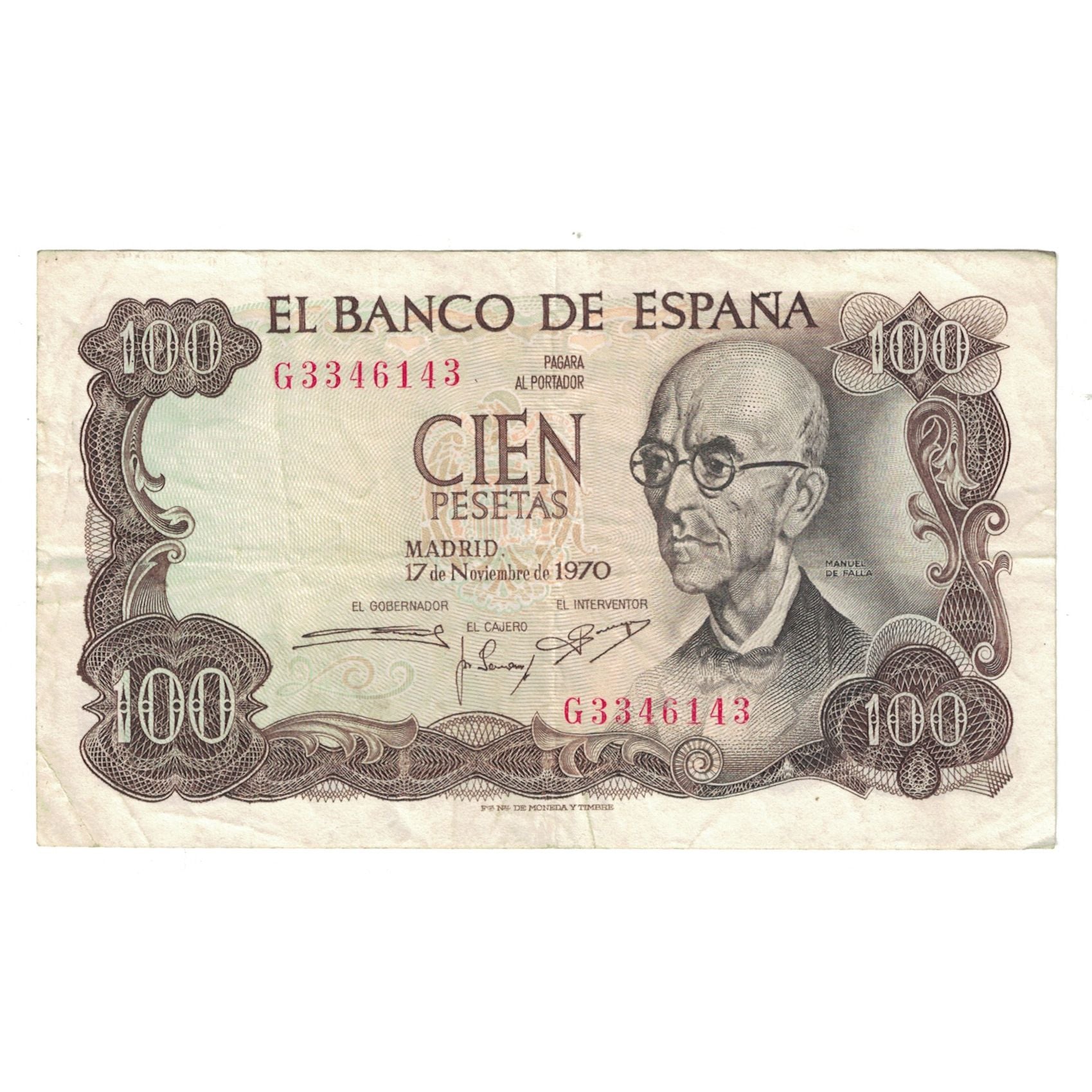 Billet, Espagne, 100 Pesetas, 1970, 1970-11-17, KM:152a, TTB