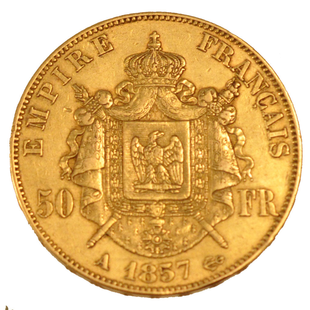 FRANCE, Napoléon III, 50 Francs, 1857, Paris, KM #785.1, AU(50-53), Gold, Gadour