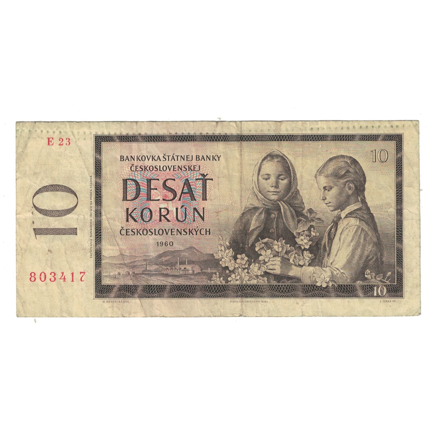Geldschein, Tschechoslowakei, 10 Korun, 1960, KM:88b, S