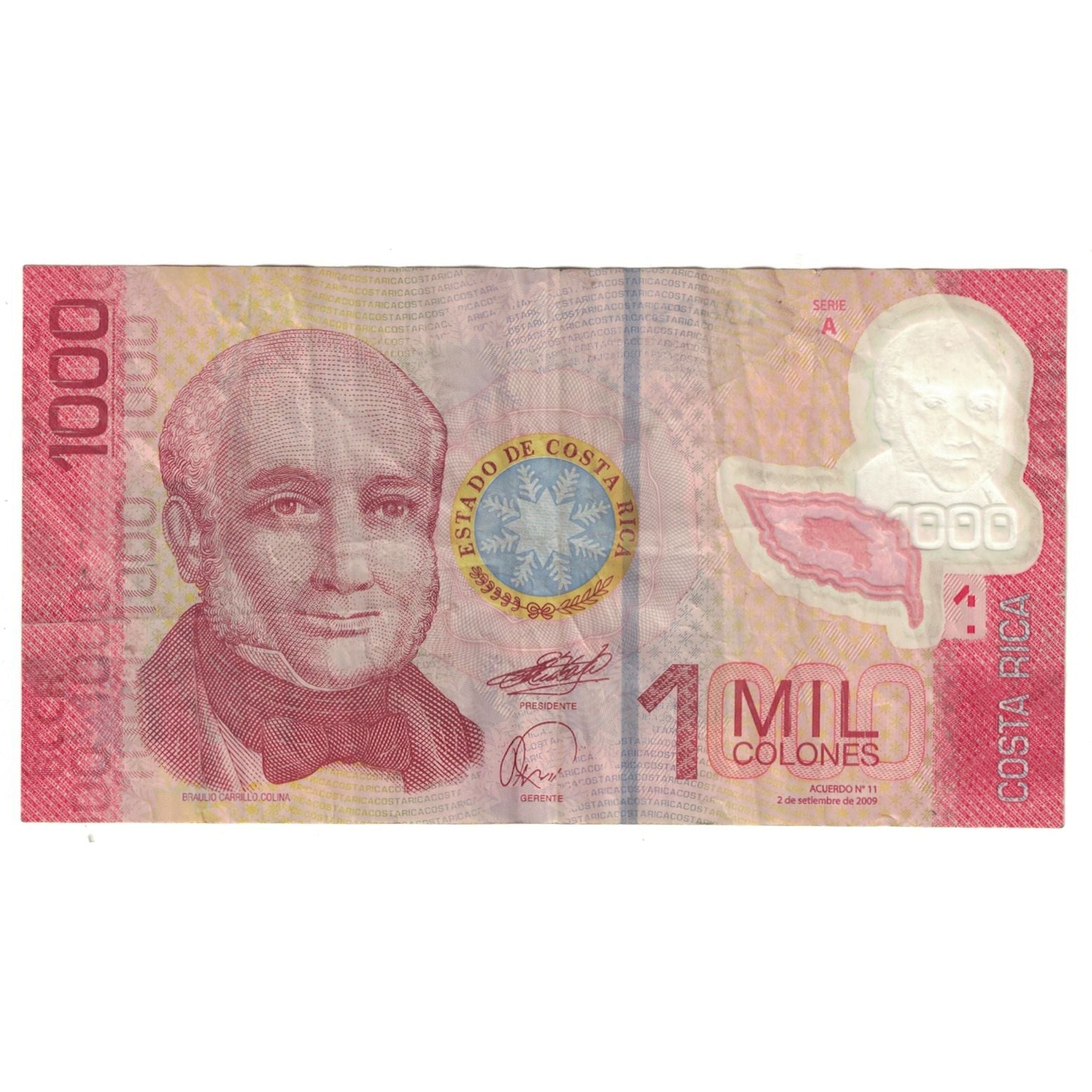 Banknote, Costa Rica, 1000 Colones, 2010, 2009-09-02, KM:274, EF(40-45)