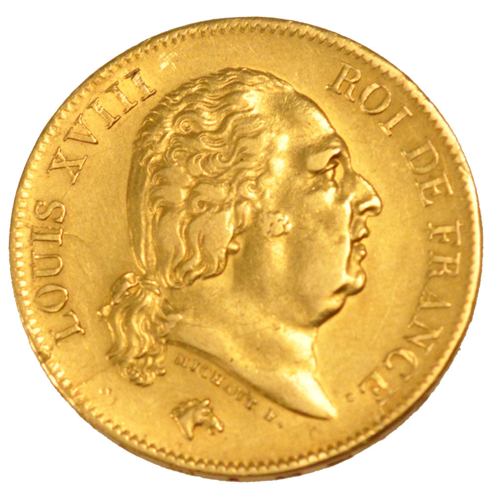 FRANCE, Louis XVIII, 40 Francs, 1818, Lille, KM #713.6, EF(40-45), Gold,...
