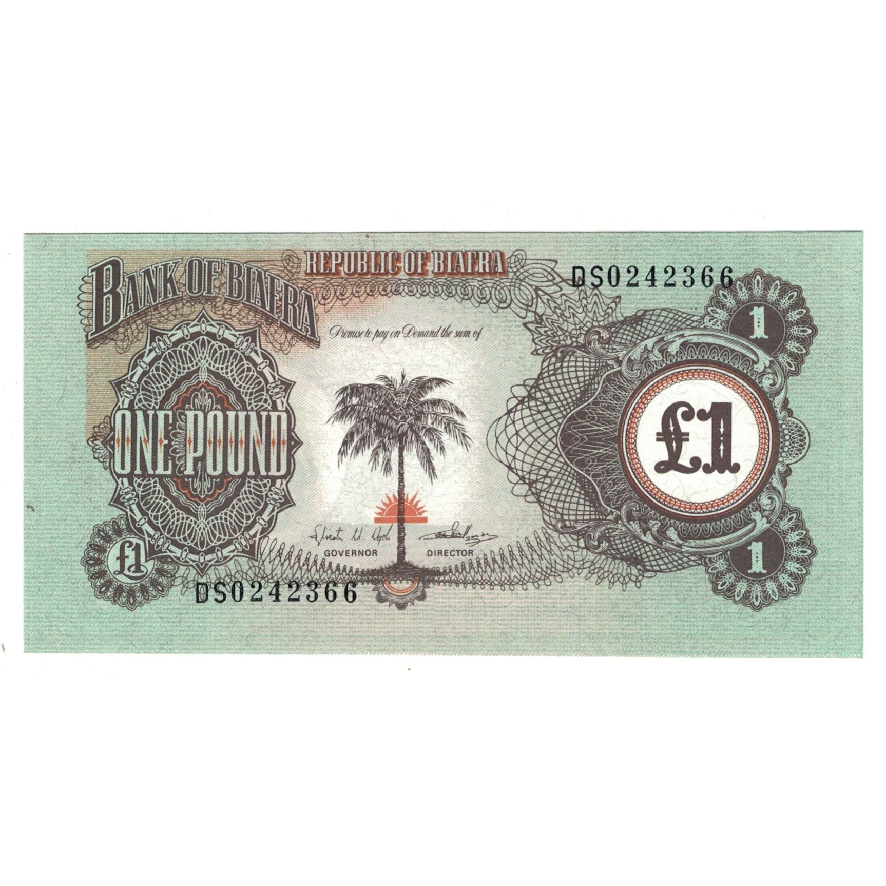 Nota, Biafra, 1 Pound, KM:5a, UNC(65-70)